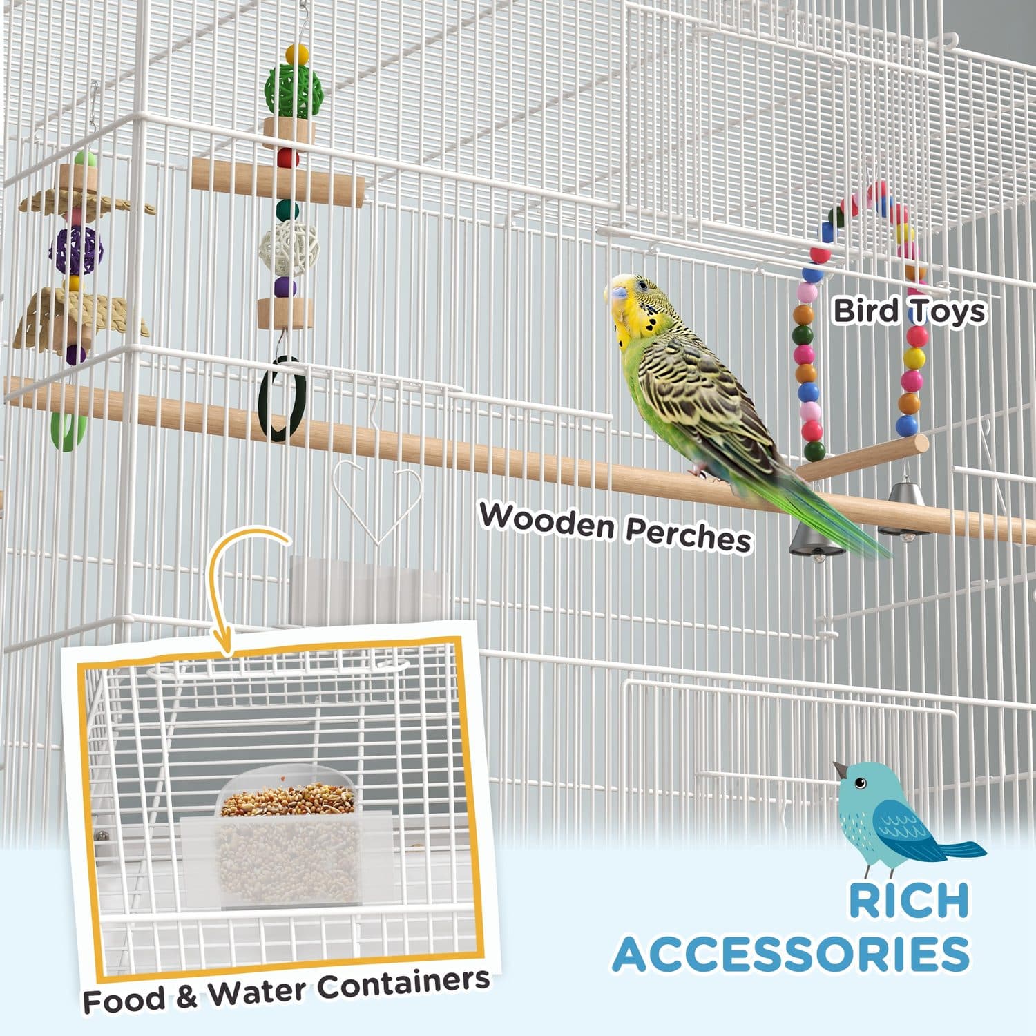 PawHut Bird Cage With Stand for Canaries and Finches - image 1