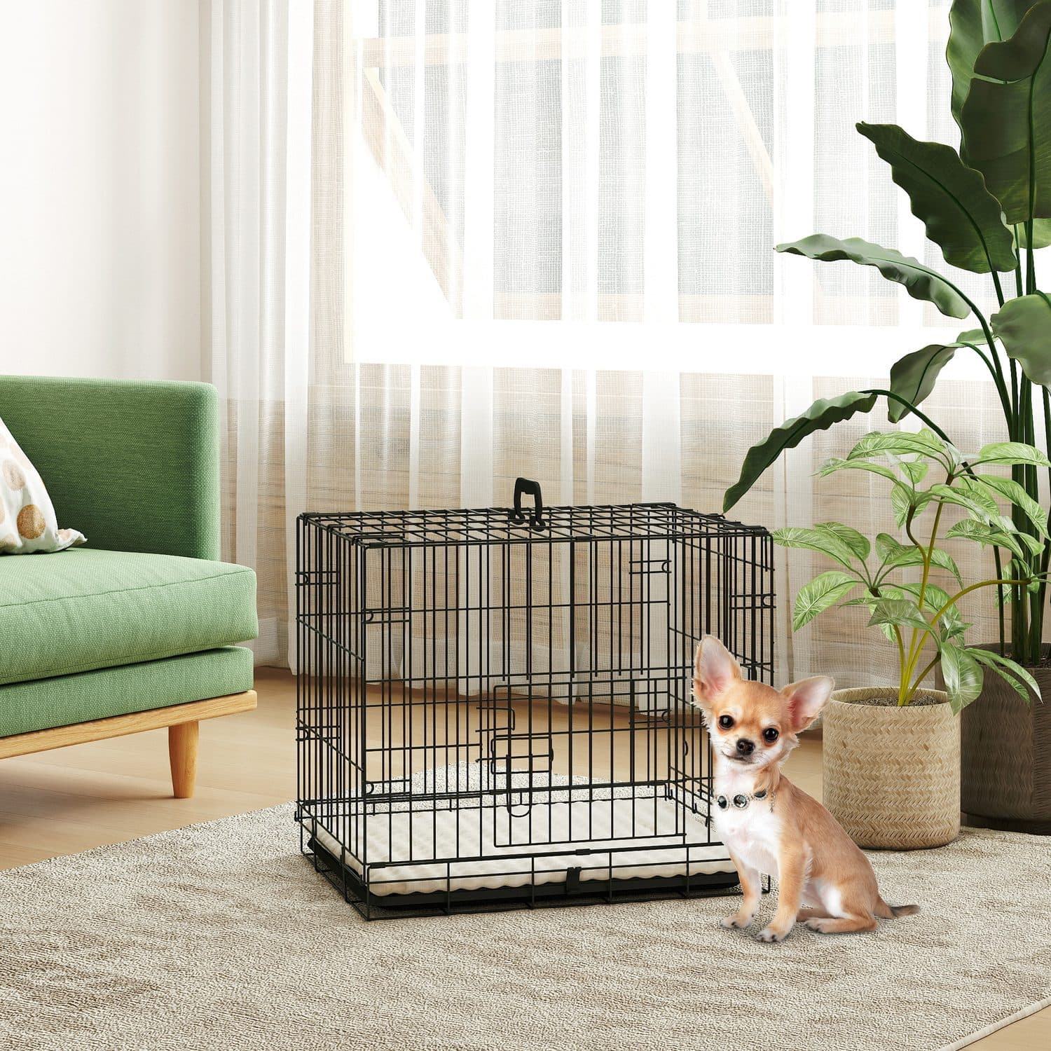 PawHut Foldable Dog Crate for Extra Small Dogs - image 2