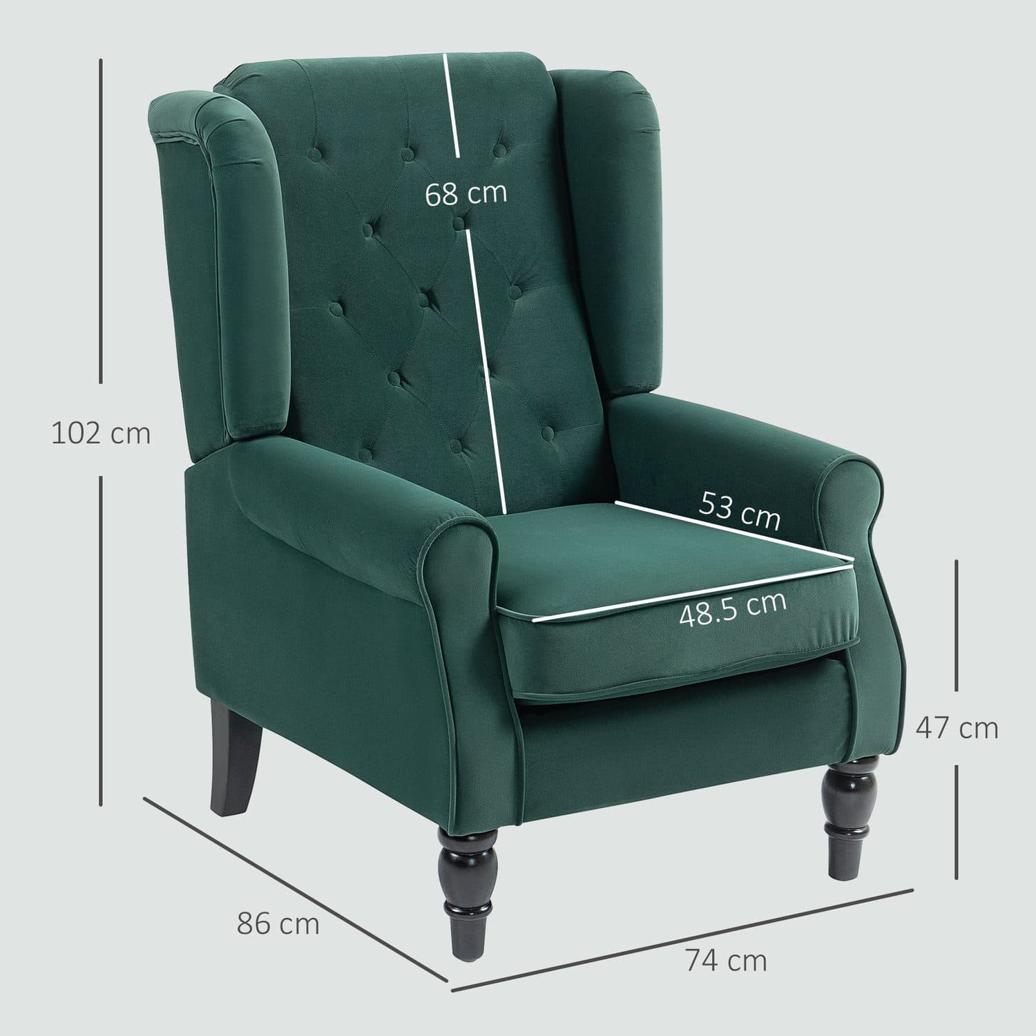 Green Velvet Wingback Chair - image 5