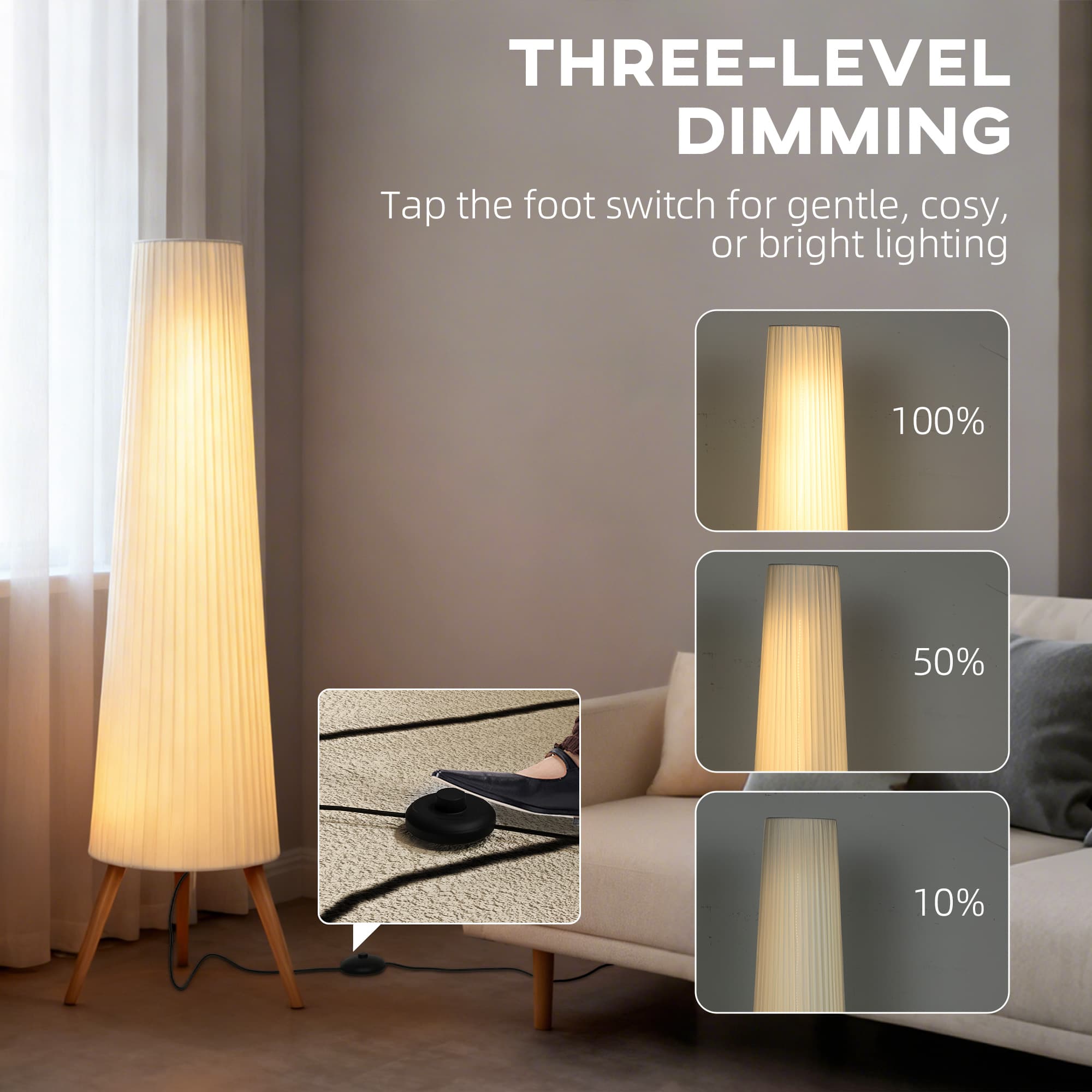 Soft, dimmable tripod floor lamp for calm rooms - image 2