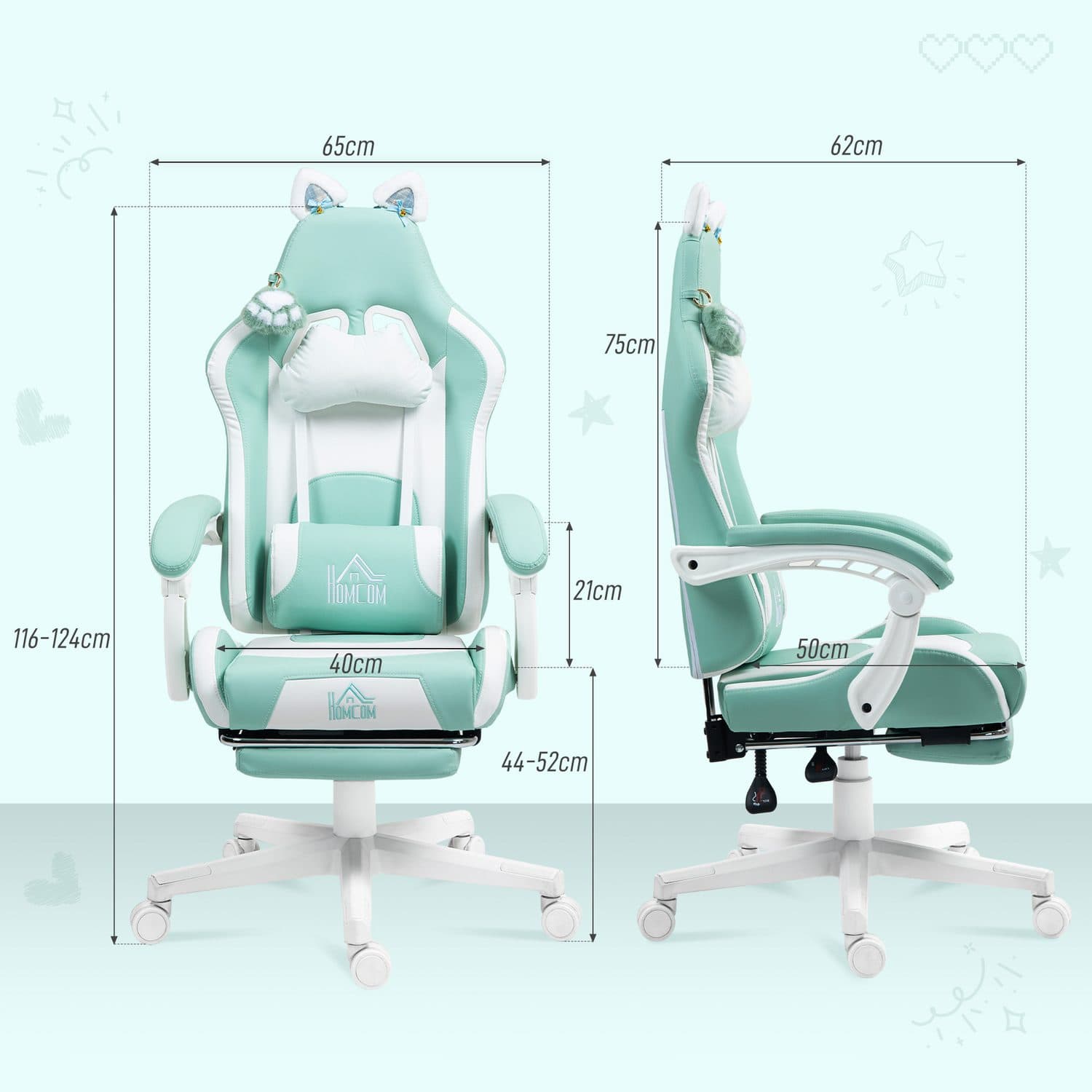 Level Up in Comfort: Light Blue Cat Ear Gaming Chair - image 4
