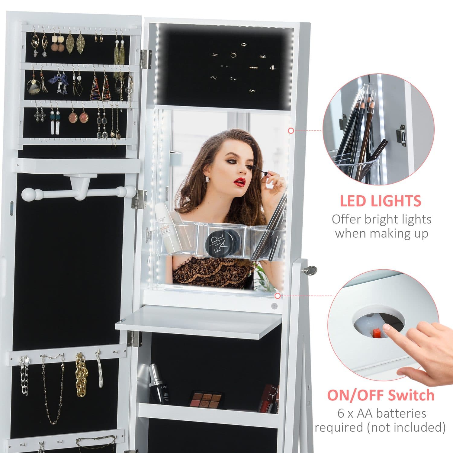 White LED Jewellery Cabinet - image 3