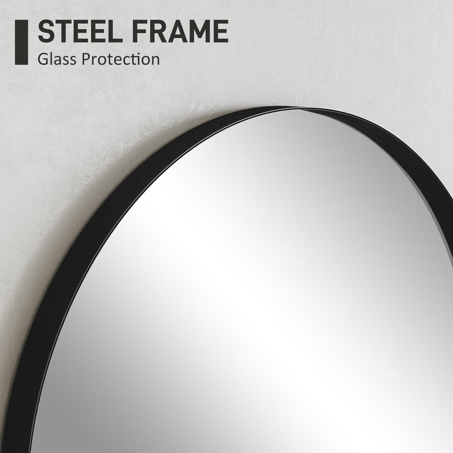Arched Wall Mirror in Black Metal Frame, 50 x 70cm - image 3