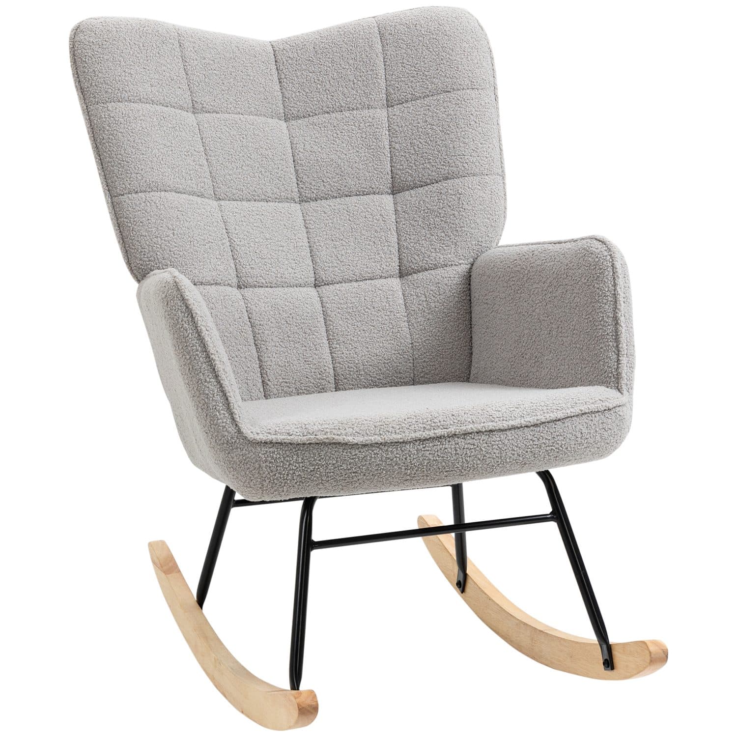 Sink Into Comfort with This Light Grey Wingback Rocking Chair - Light Grey