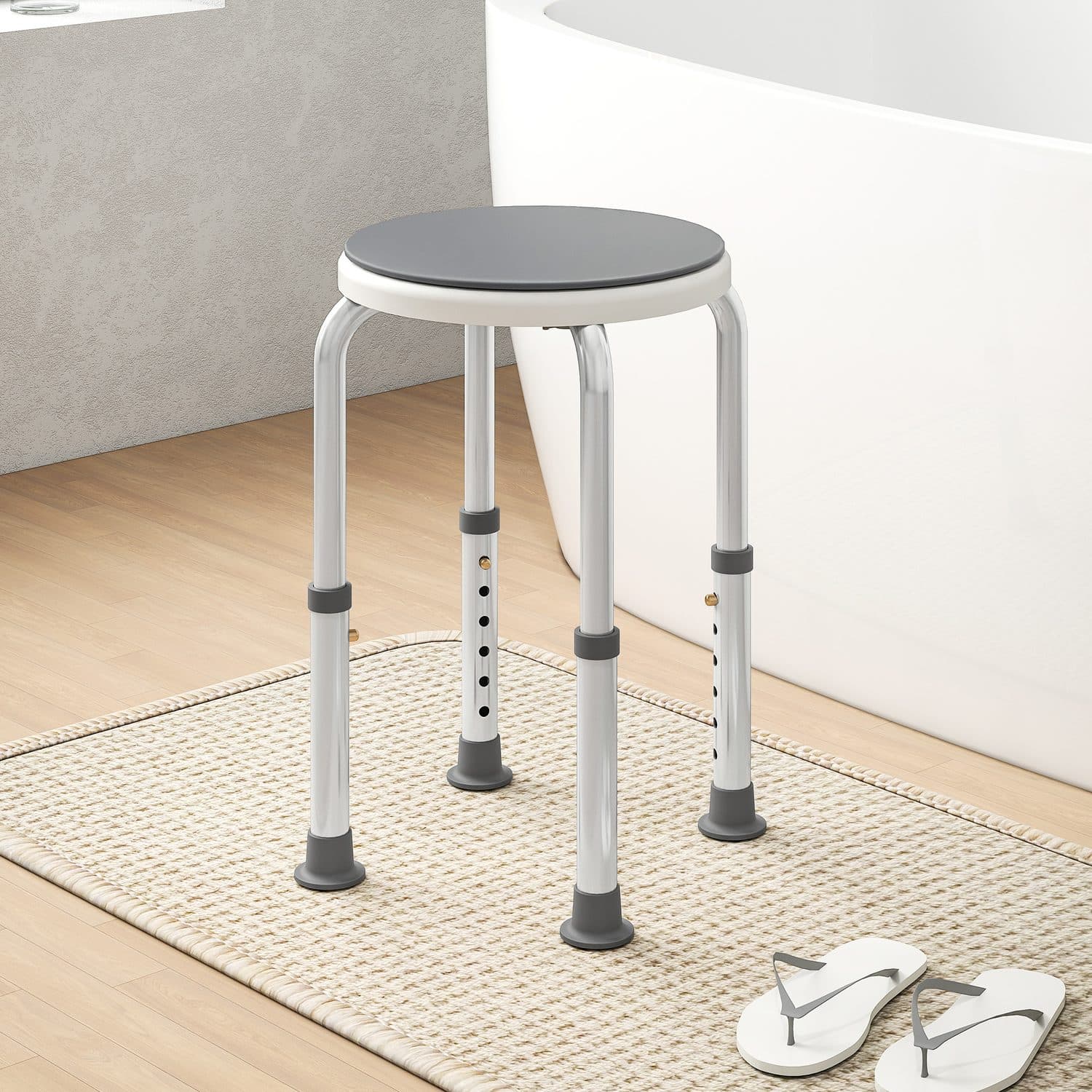 Height-Adjustable Shower Stool With 360° Rotating Seat - image 4