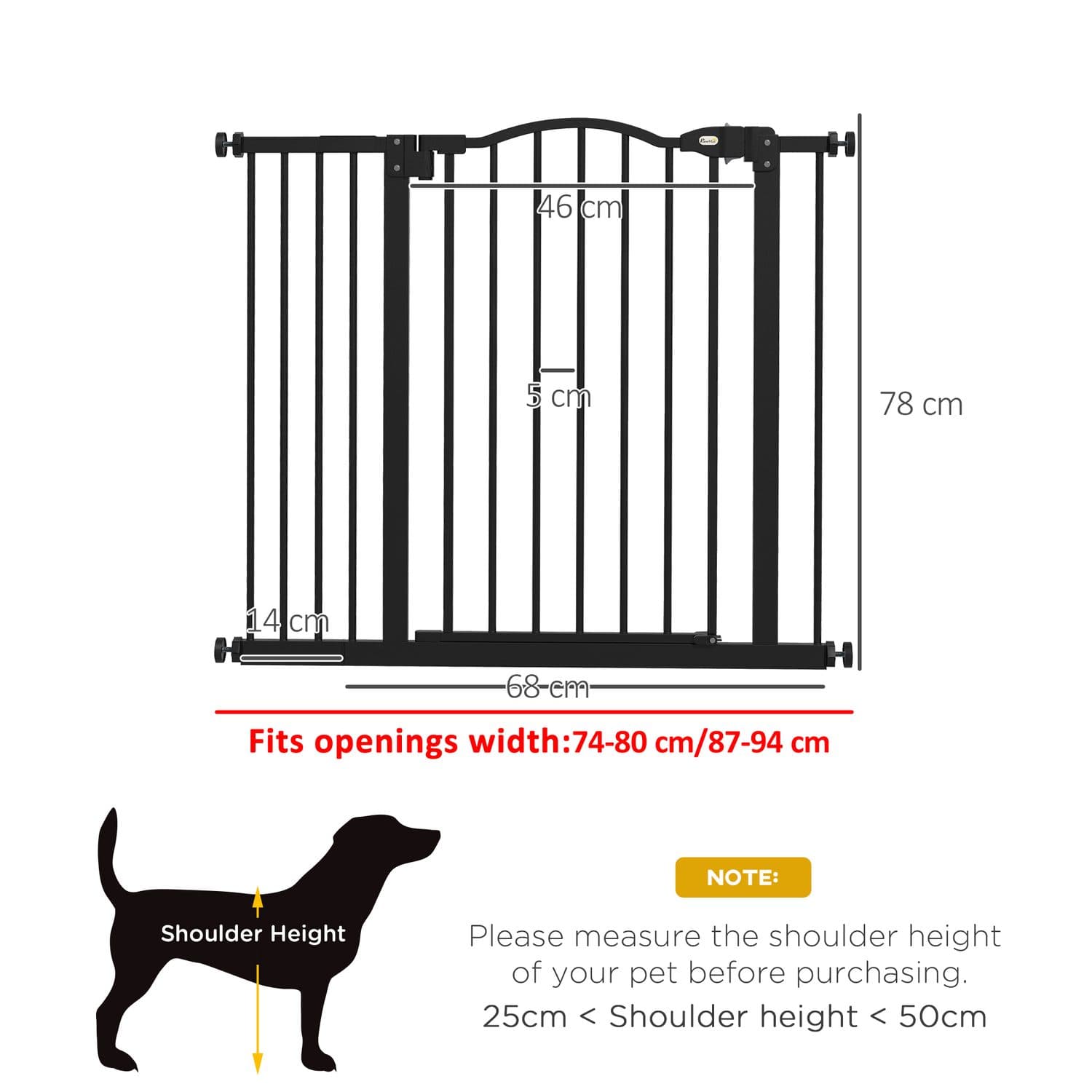 PawHut Adjustable Metal Pet Gate With Auto-Close Door - image 5