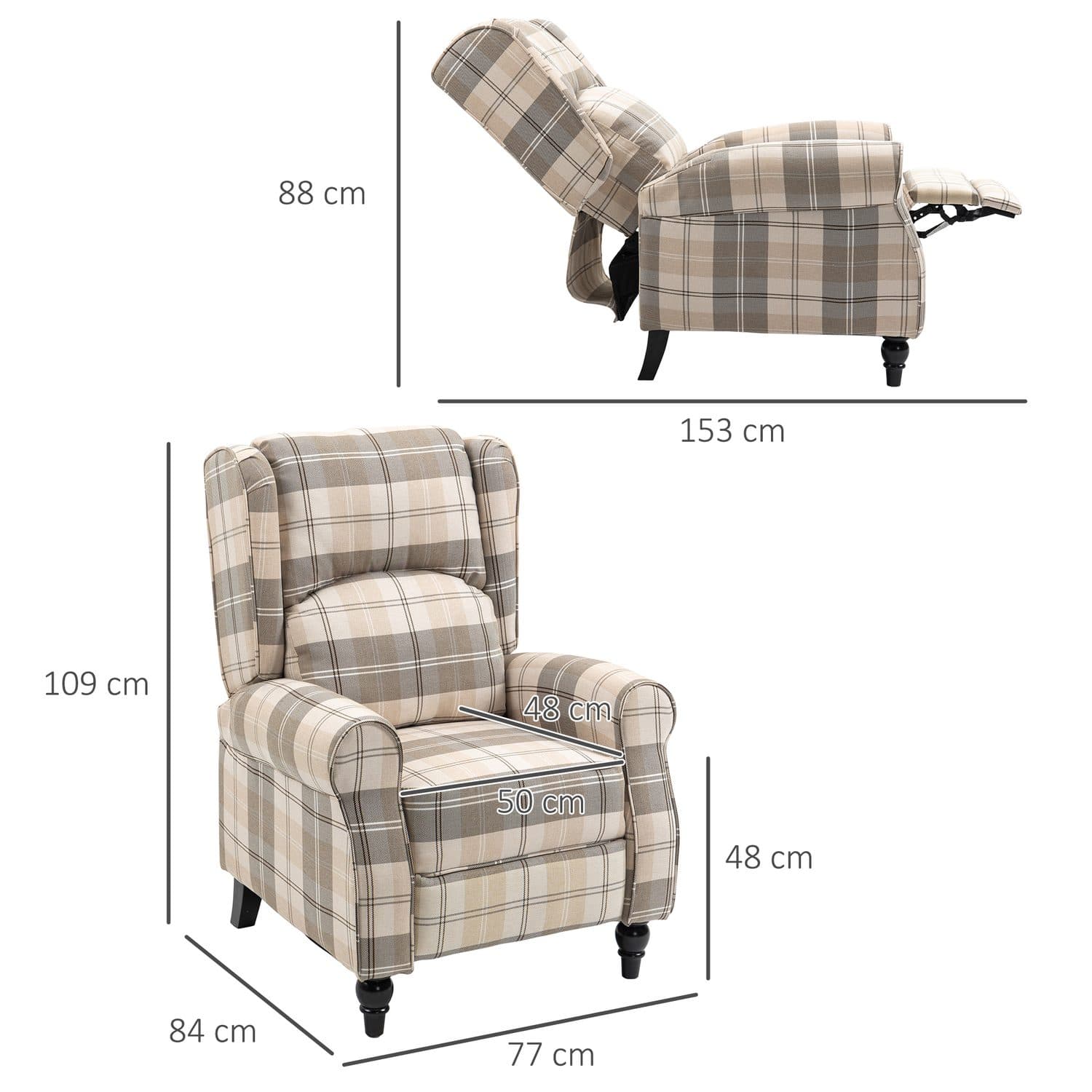 Khaki Wingback Recliner - image 3