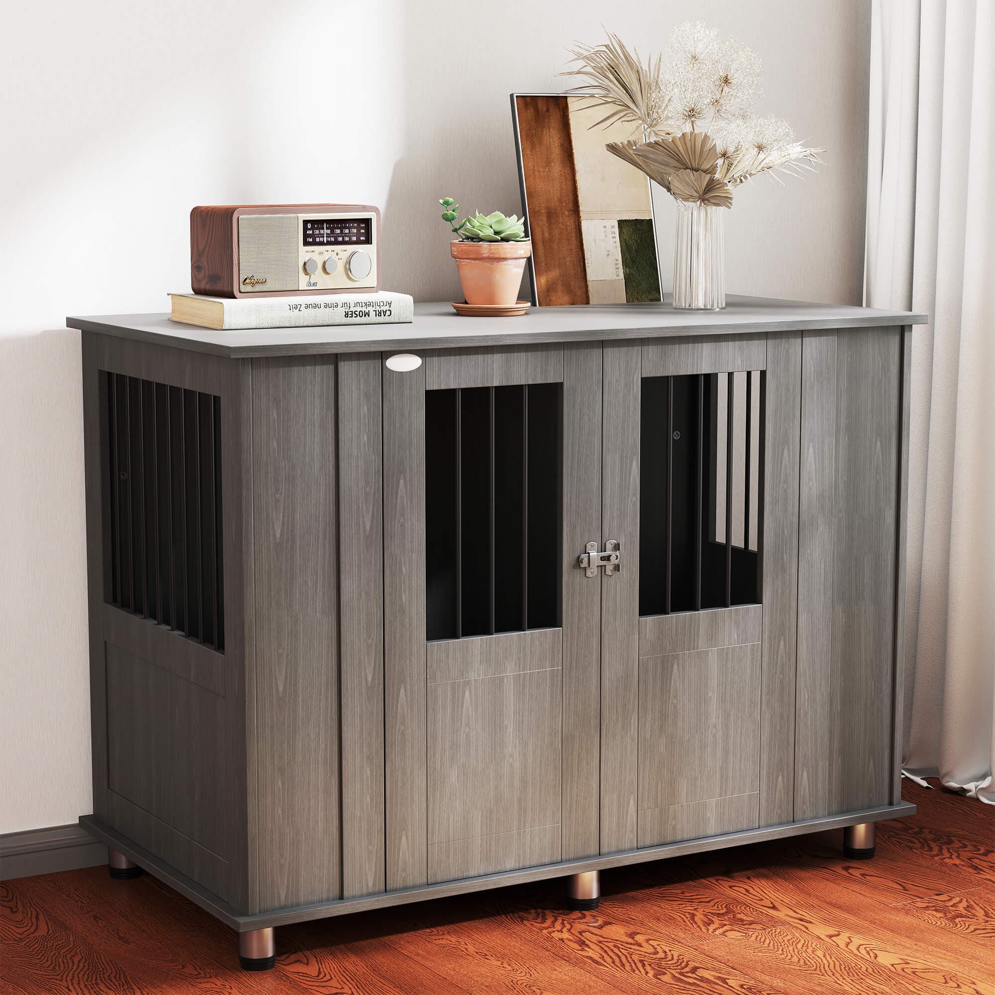 Dog Crate Side Table in Grey — Secure Den, Practical Surface - image 4