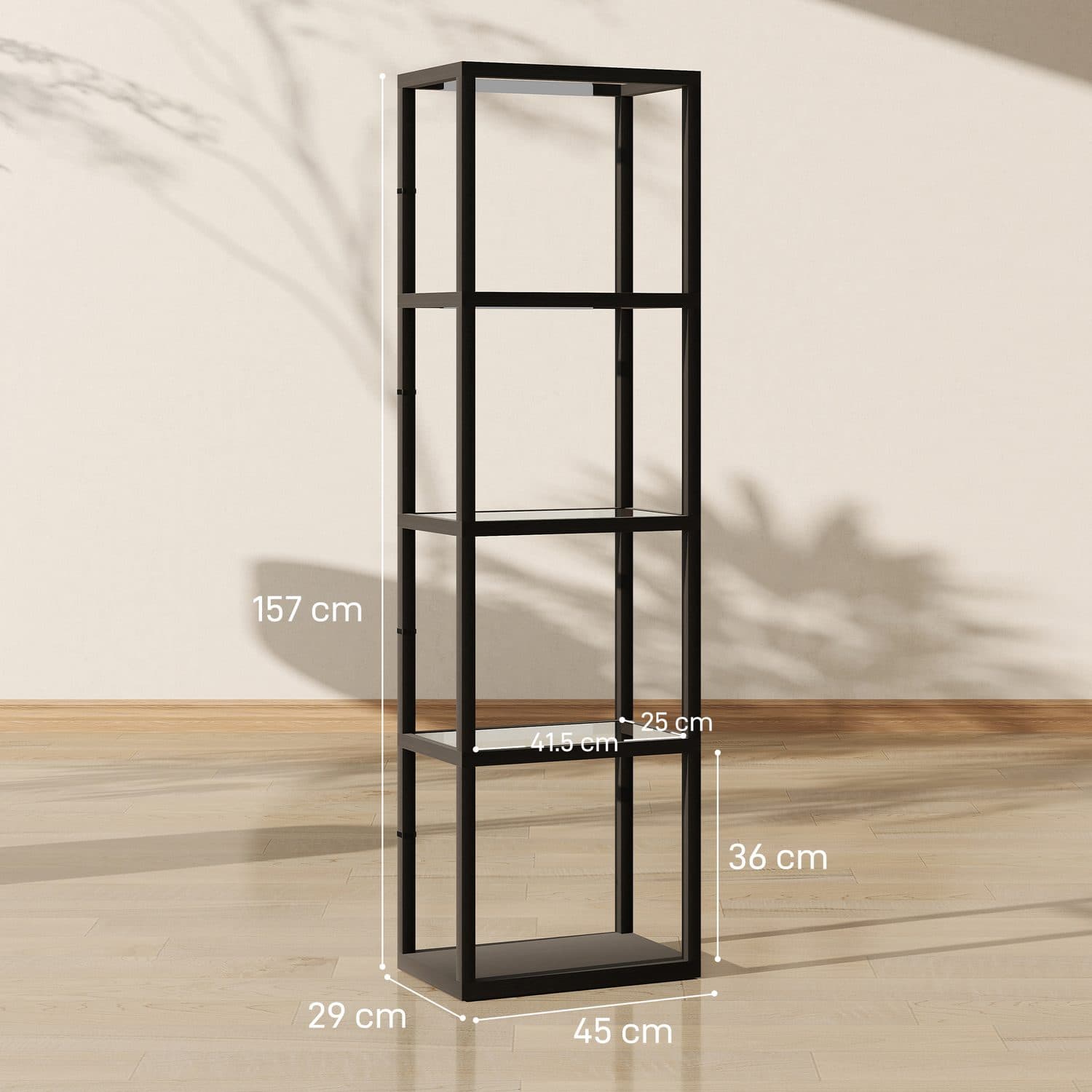Black 4-Shelf LED Floor Lamp - image 3