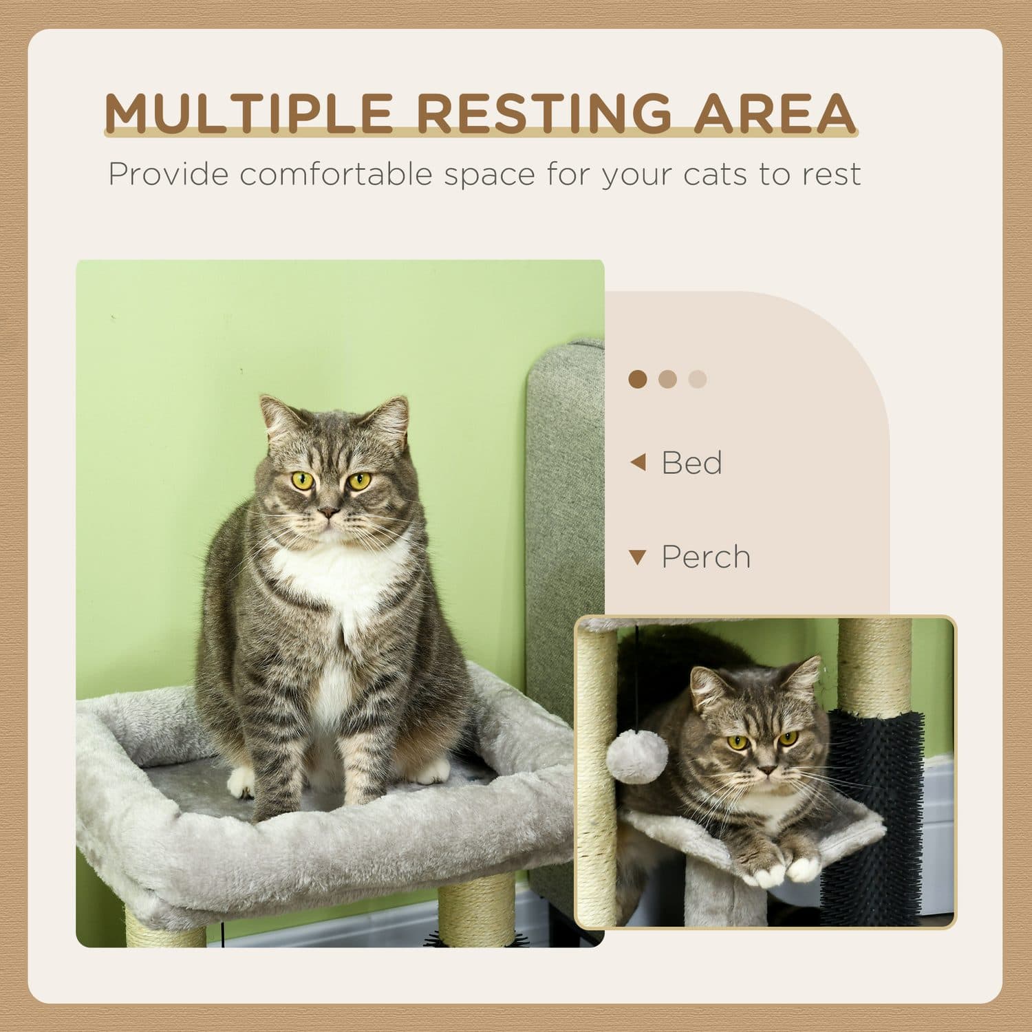 48cm Cat Tree with Bed, Perch and Self Groomer - image 2