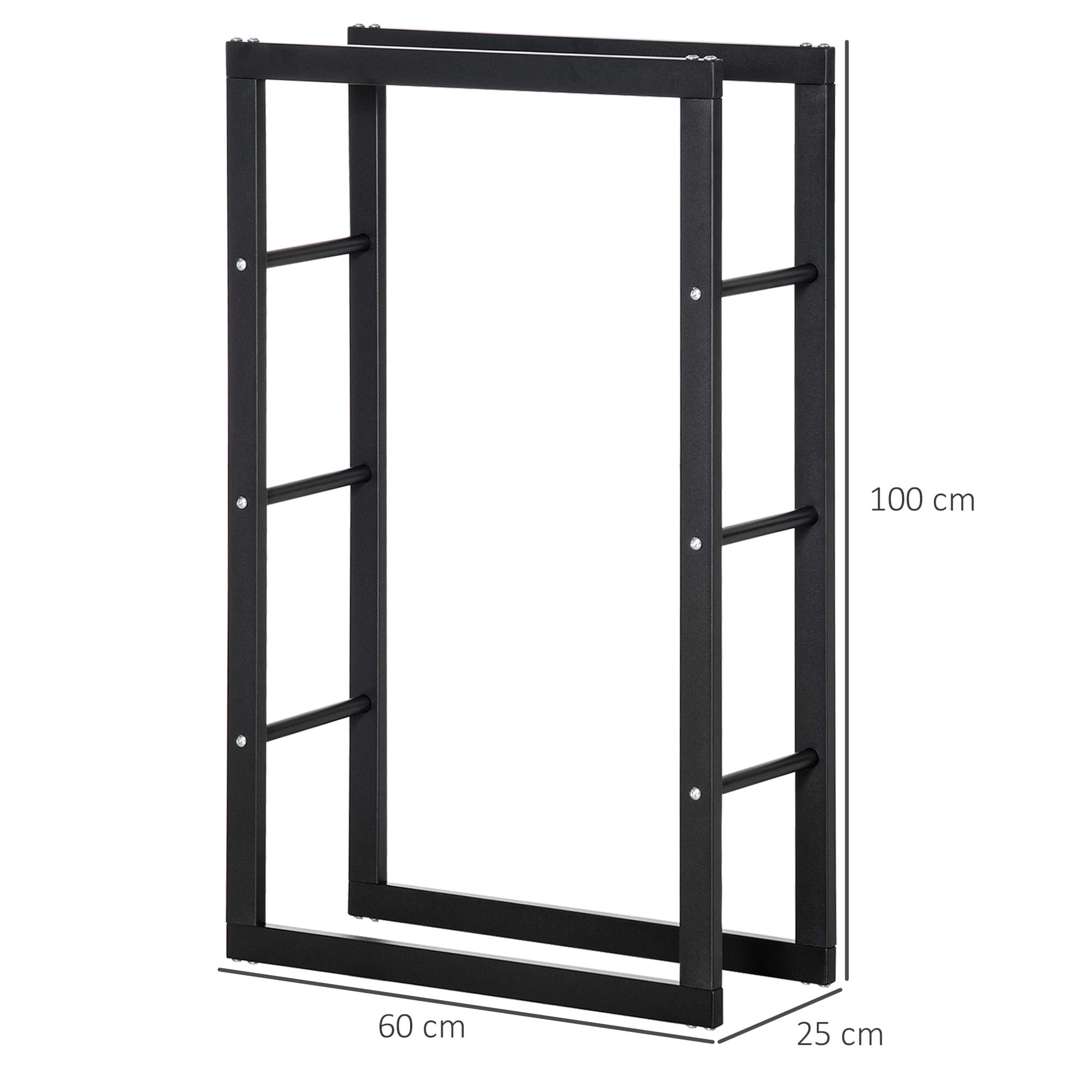 Tall black firewood rack for neat log storage - image 1