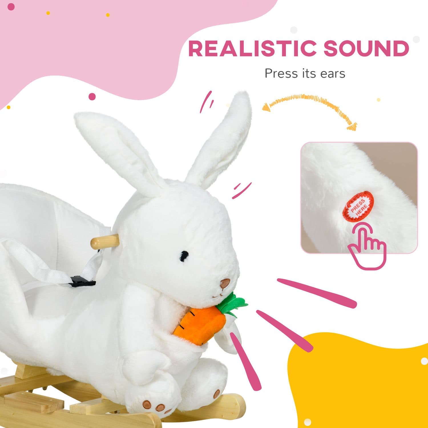 White Rabbit Rocking Horse With Safety Harness for Toddlers - image 5