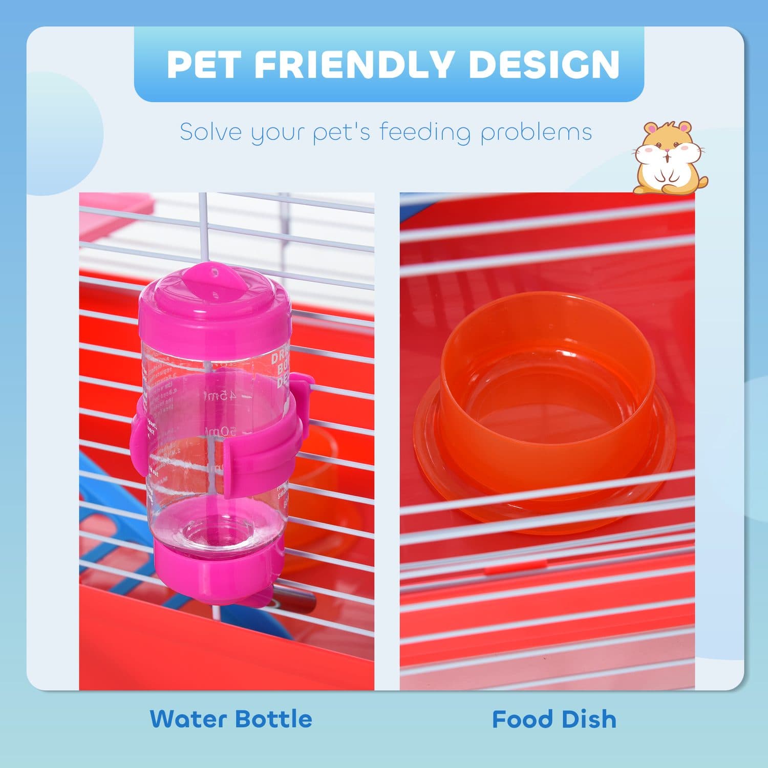 2-Story Small Animal Cage Kit with Handle & Exercise Wheel - image 3