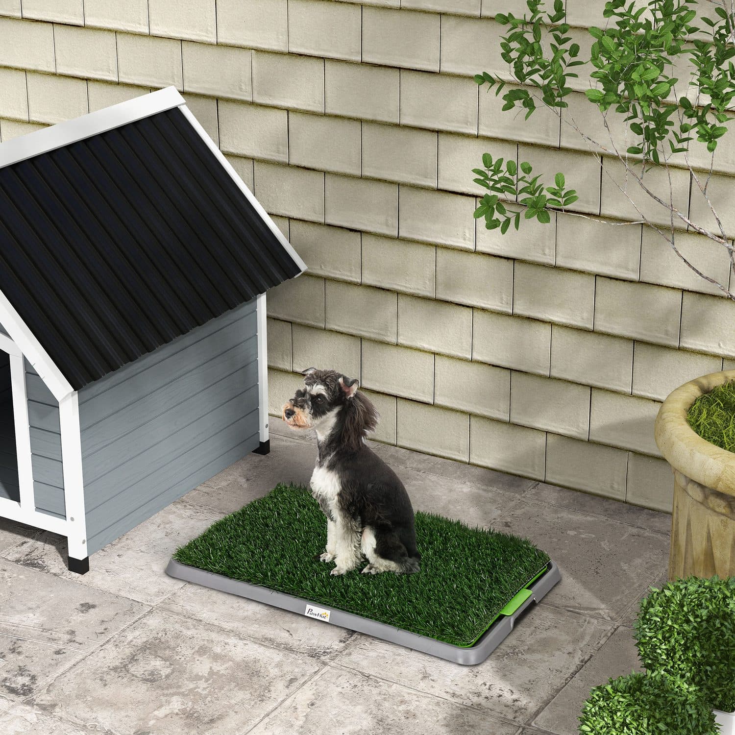 PawHut Dog Grass Toilet Pad with Drain Tray, 2 Packs, 67 x 41cm - image 2