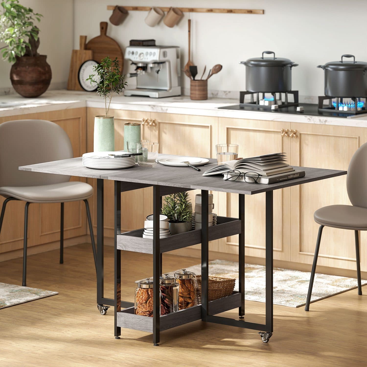 Grey Drop Leaf Table - image 5