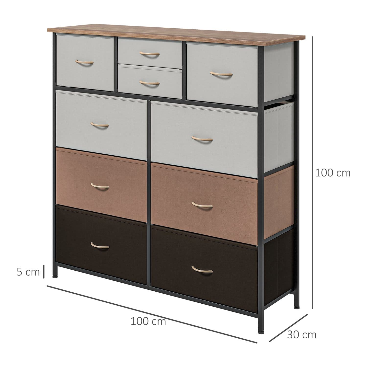 10-Drawer Dresser with Fabric Bins and Steel Frame - image 2