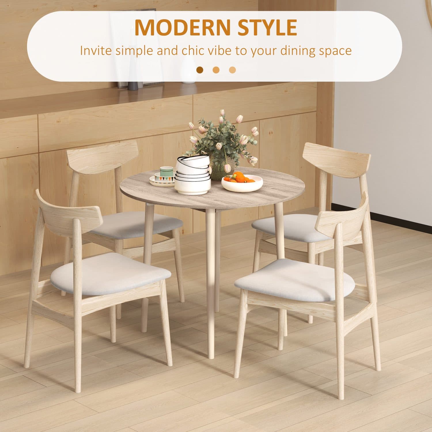 Round Drop Leaf Dining Table for 4, Natural Finish - image 3