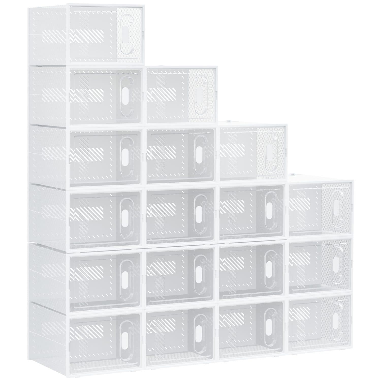 18 Clear Stackable Shoe Boxes - Clear
