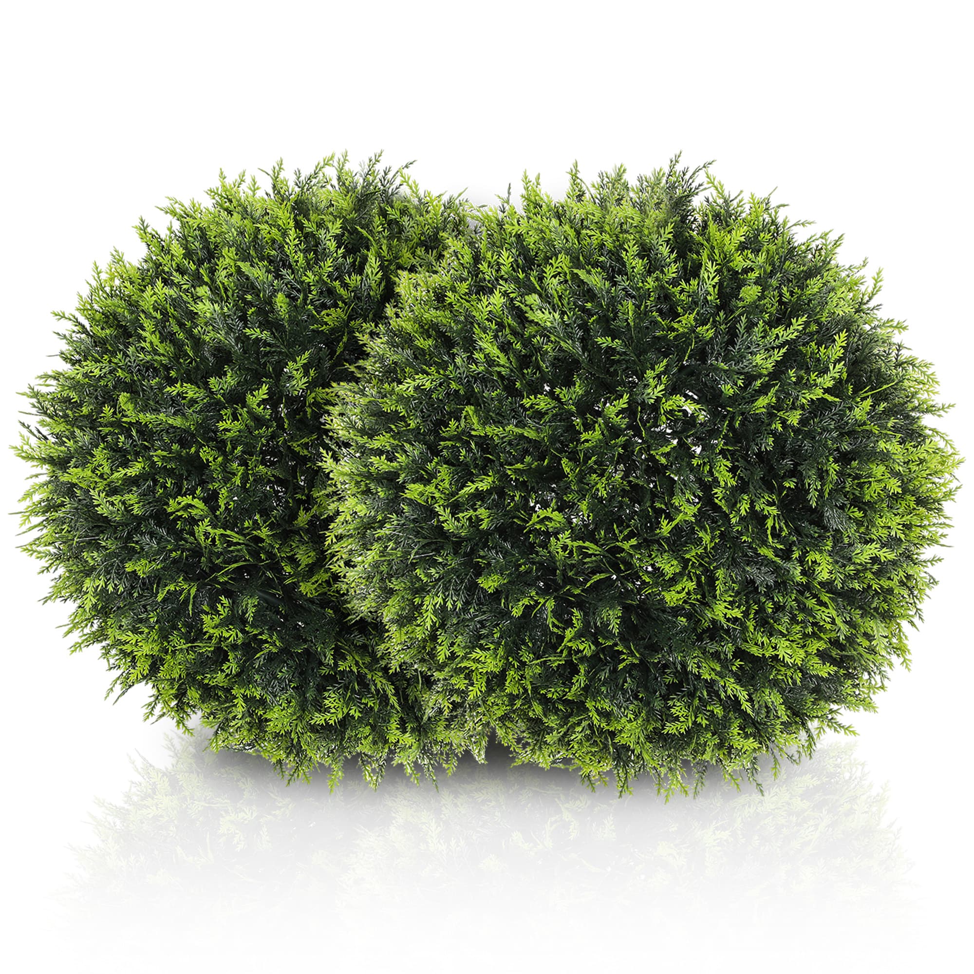 Two Faux Cedar Topiary Balls That Need No Watering, Ever - Green