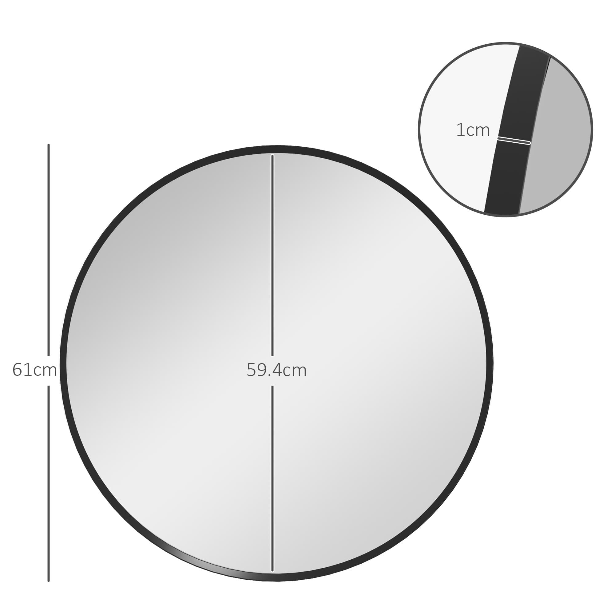 61cm Round Wall Mirror with a Slim Black Frame - image 1