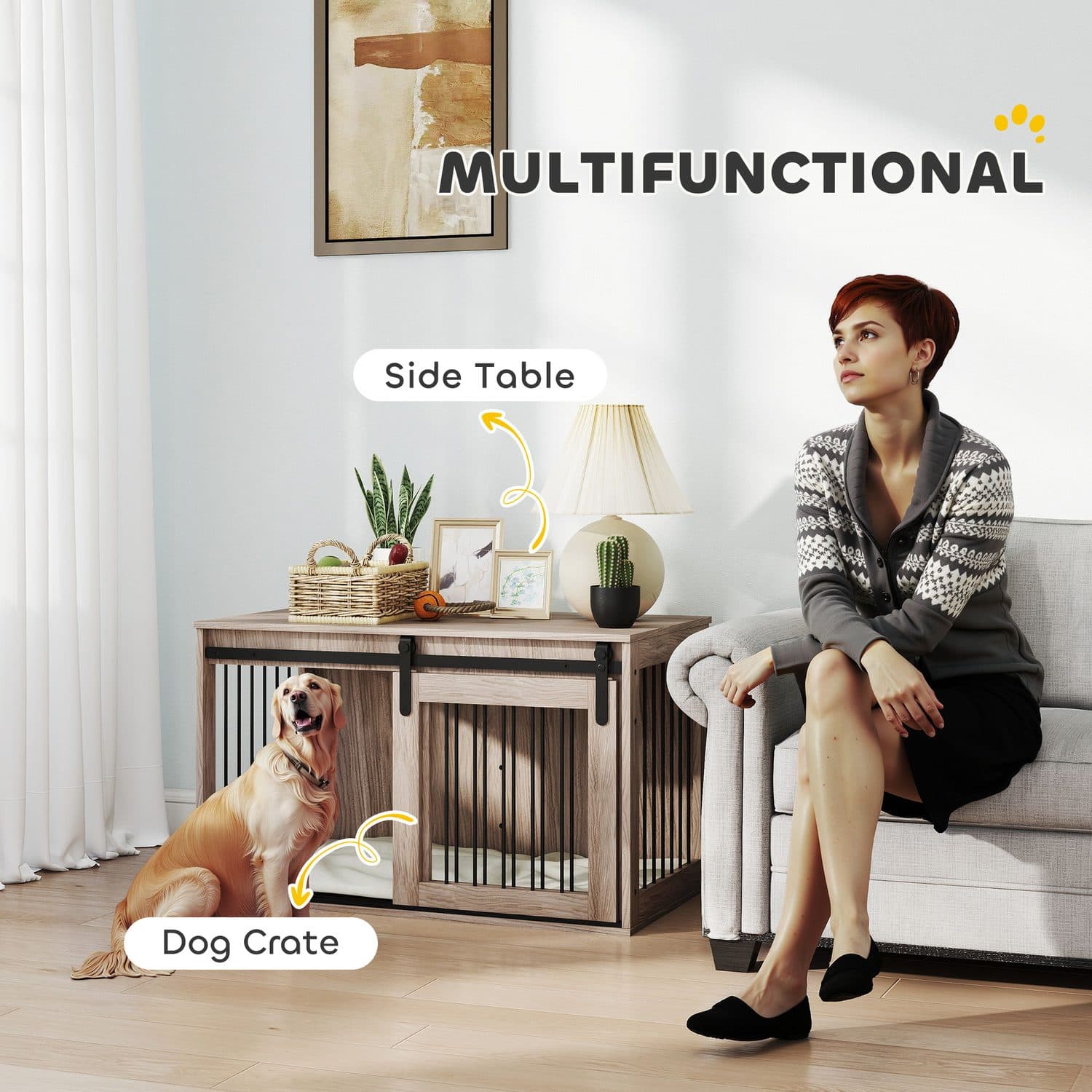 PawHut Dog Crate Furniture for Large Dogs, 98cm - image 3