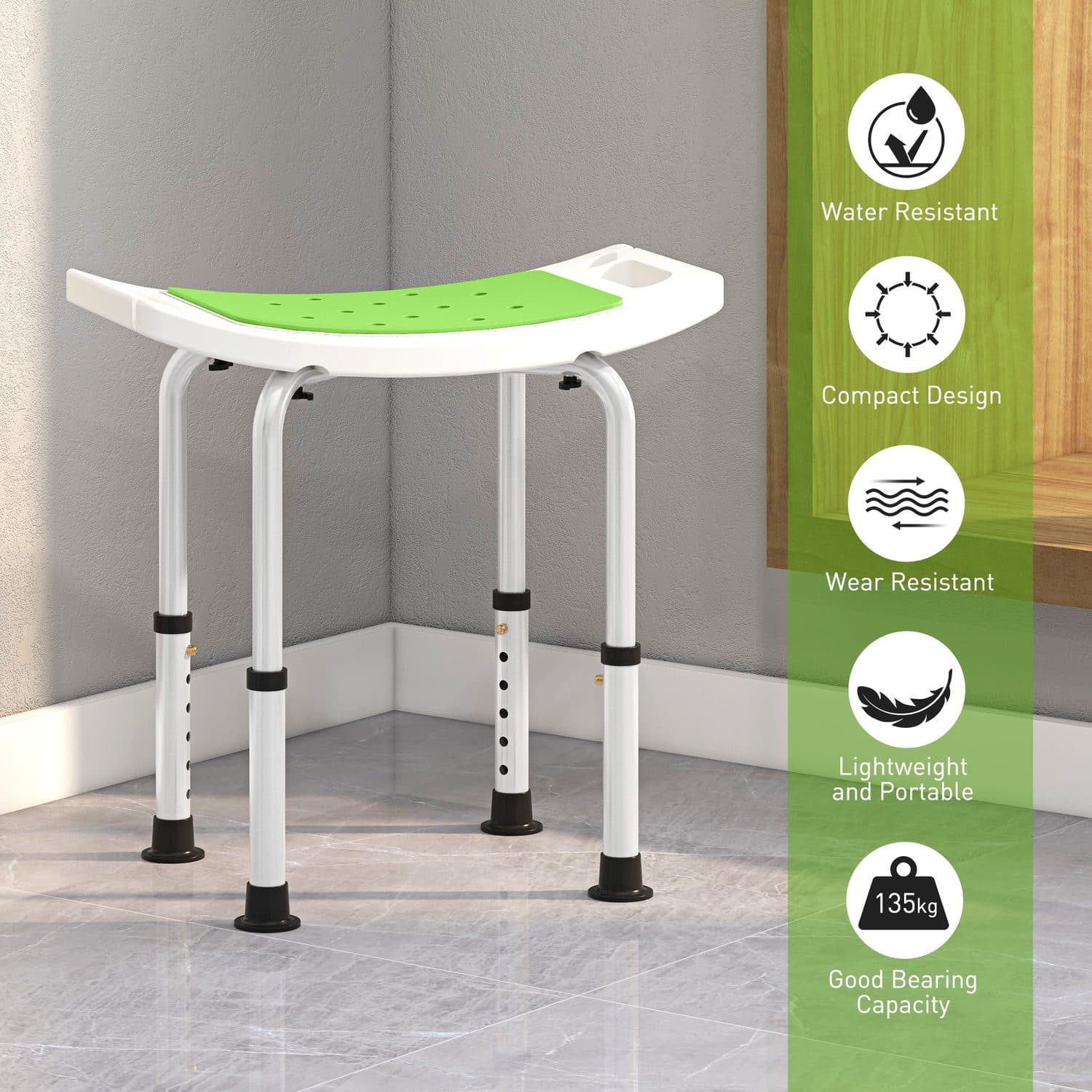 Adjustable shower stool with non-slip feet - image 3