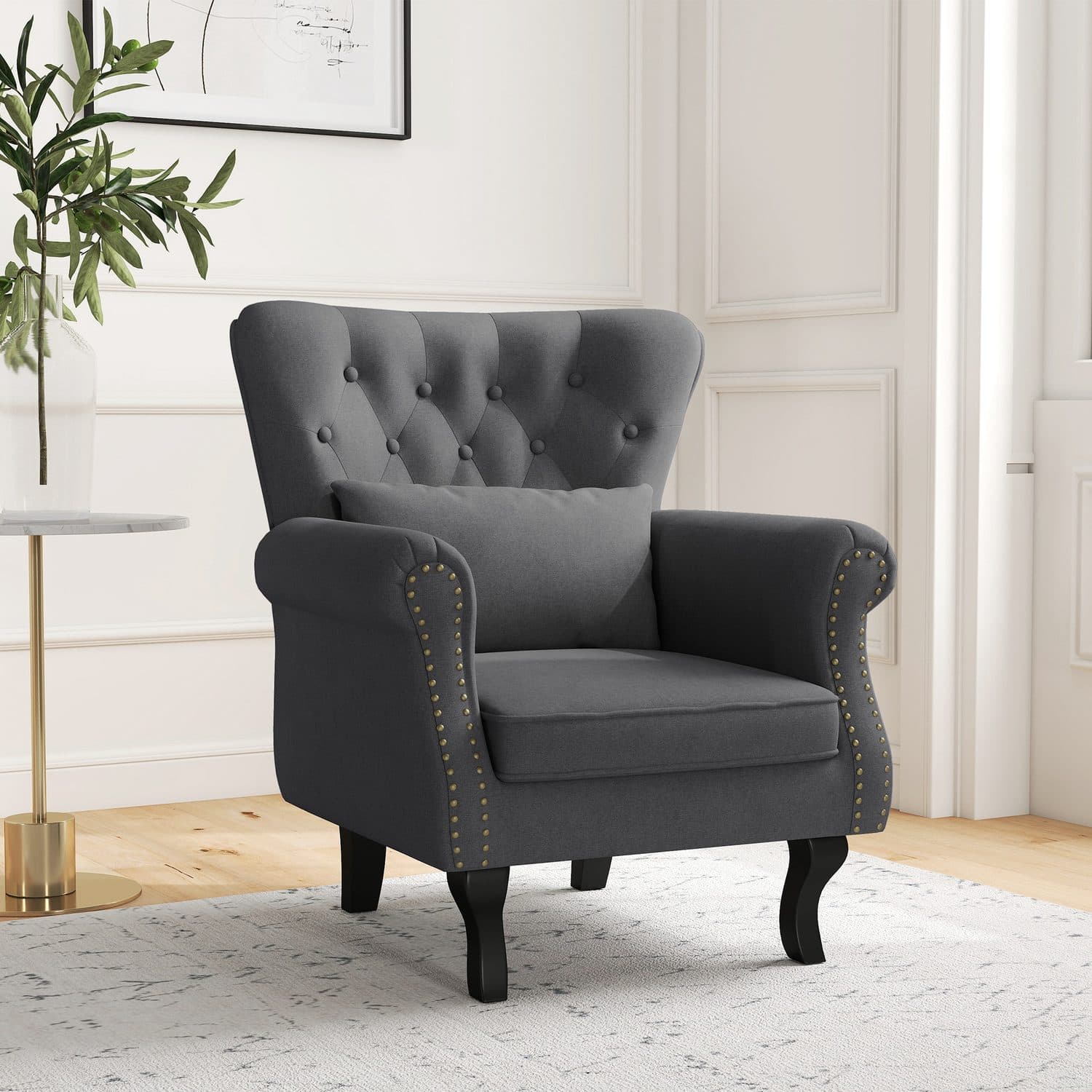 Classic Grey Chesterfield Chair - image 5