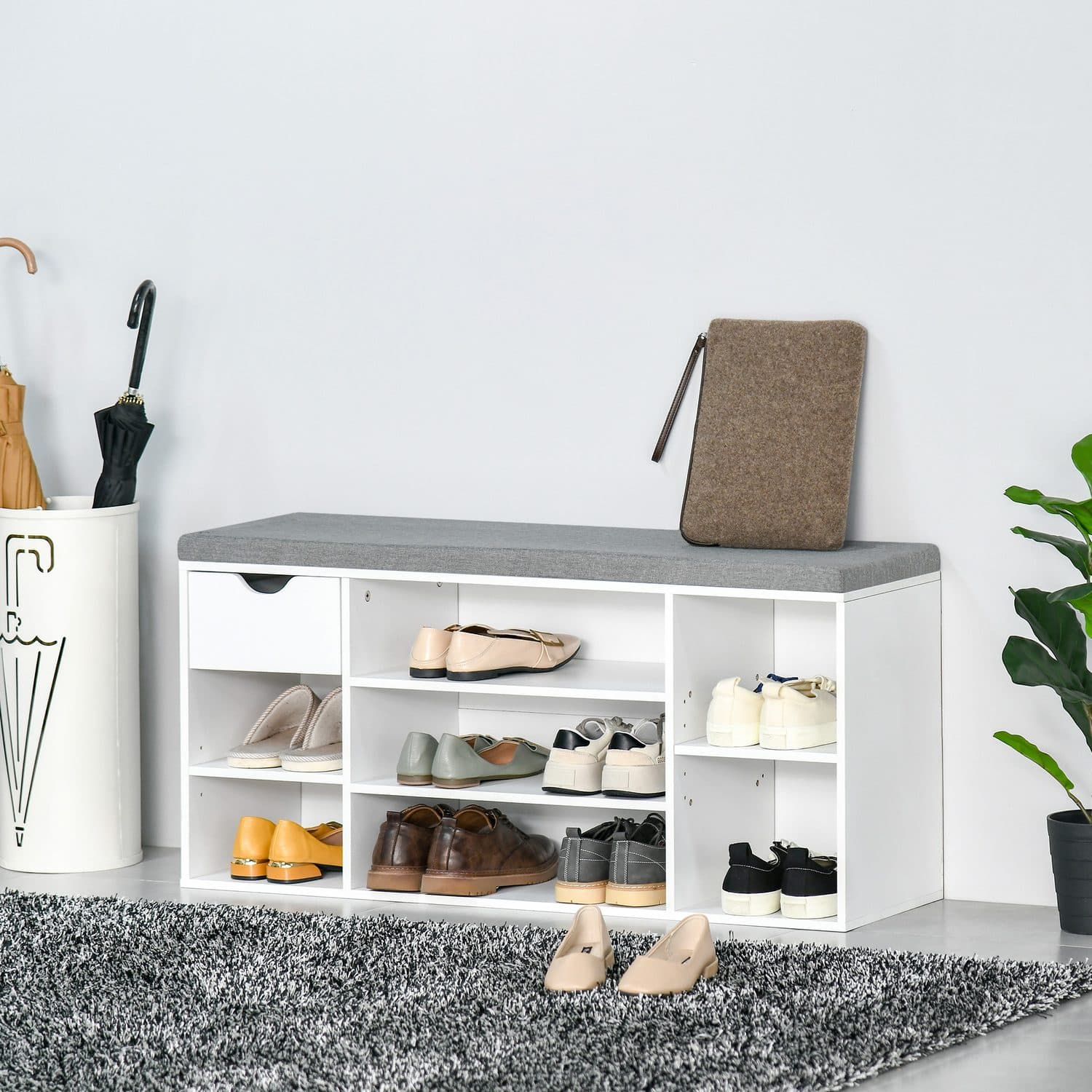 White Padded Shoe Bench - image 4