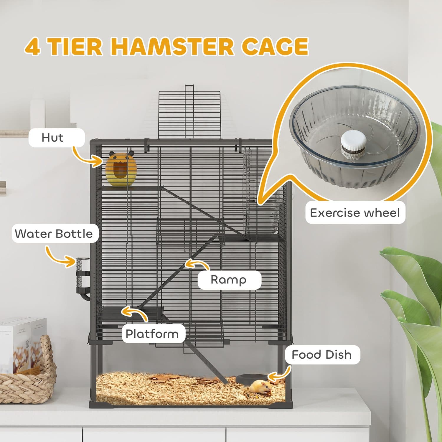 PawHut Compact Four-Tier Hamster Cage - image 5
