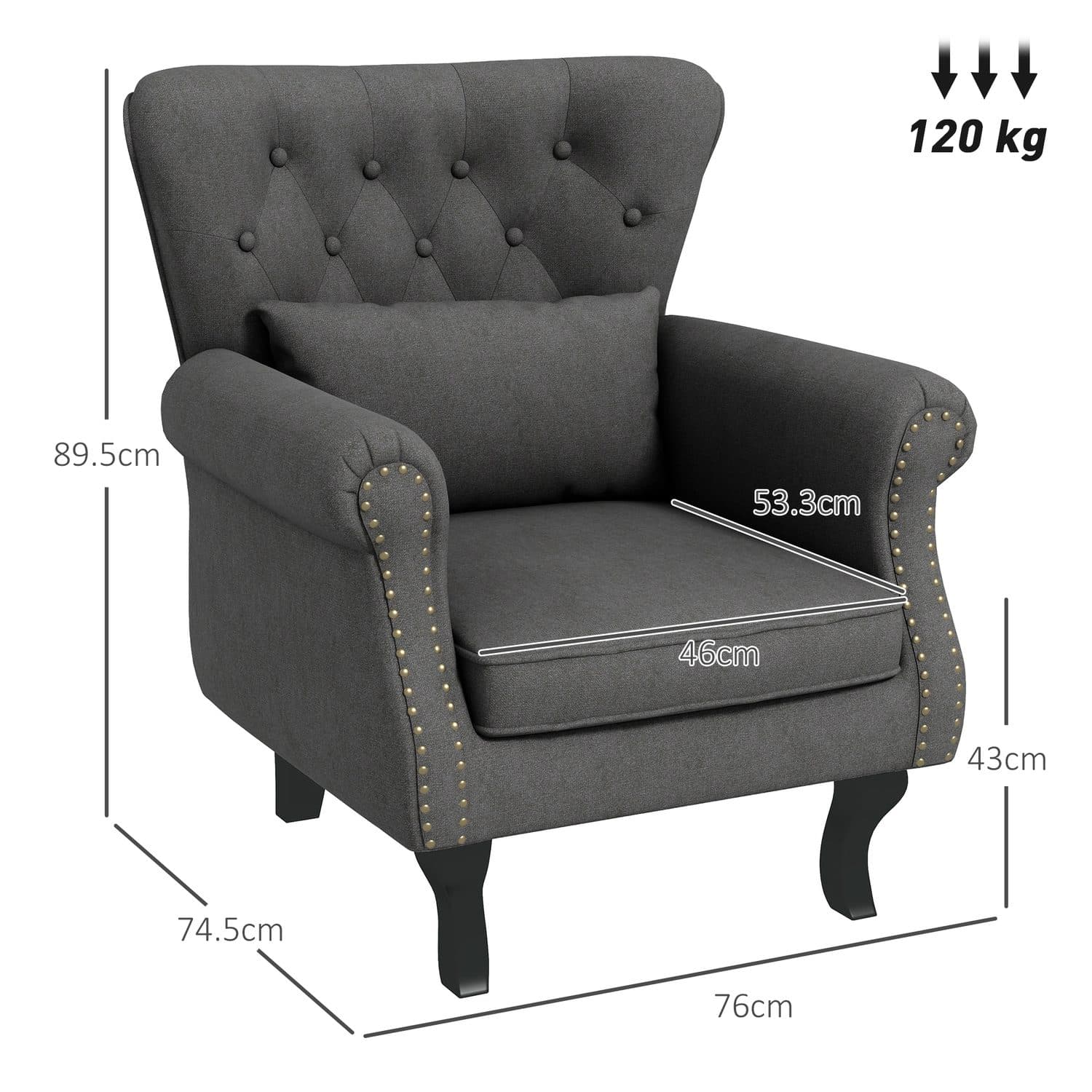Classic Grey Chesterfield Chair - image 1