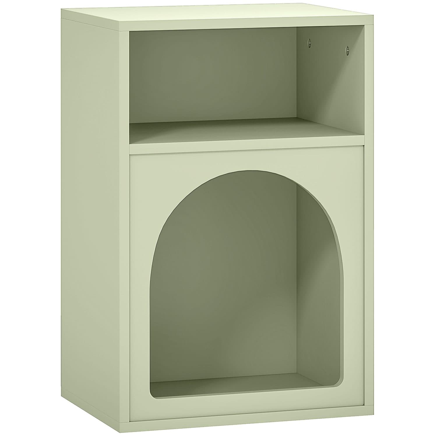 Sage Green Arch Bedside Table with Open Storage