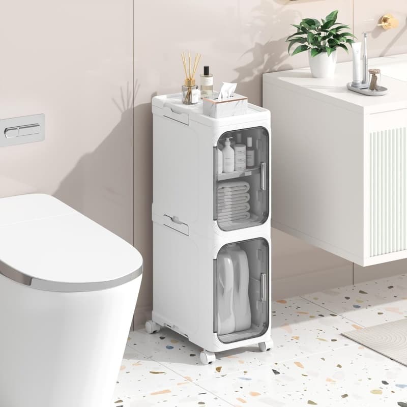 Slim Bathroom & Bedroom Storage Cabinet on Castors - Default