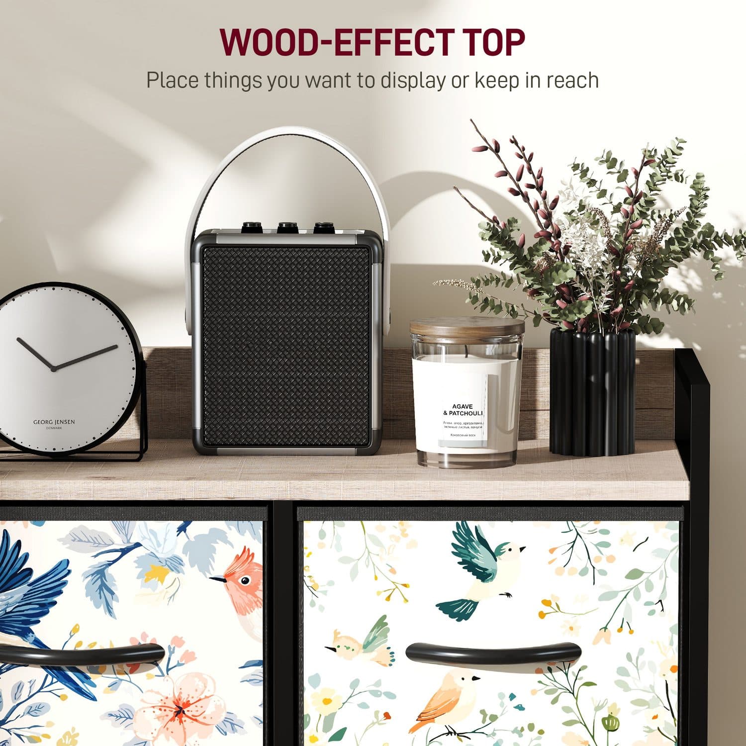 White 5-Drawer Chest with Patterned Detail - image 1