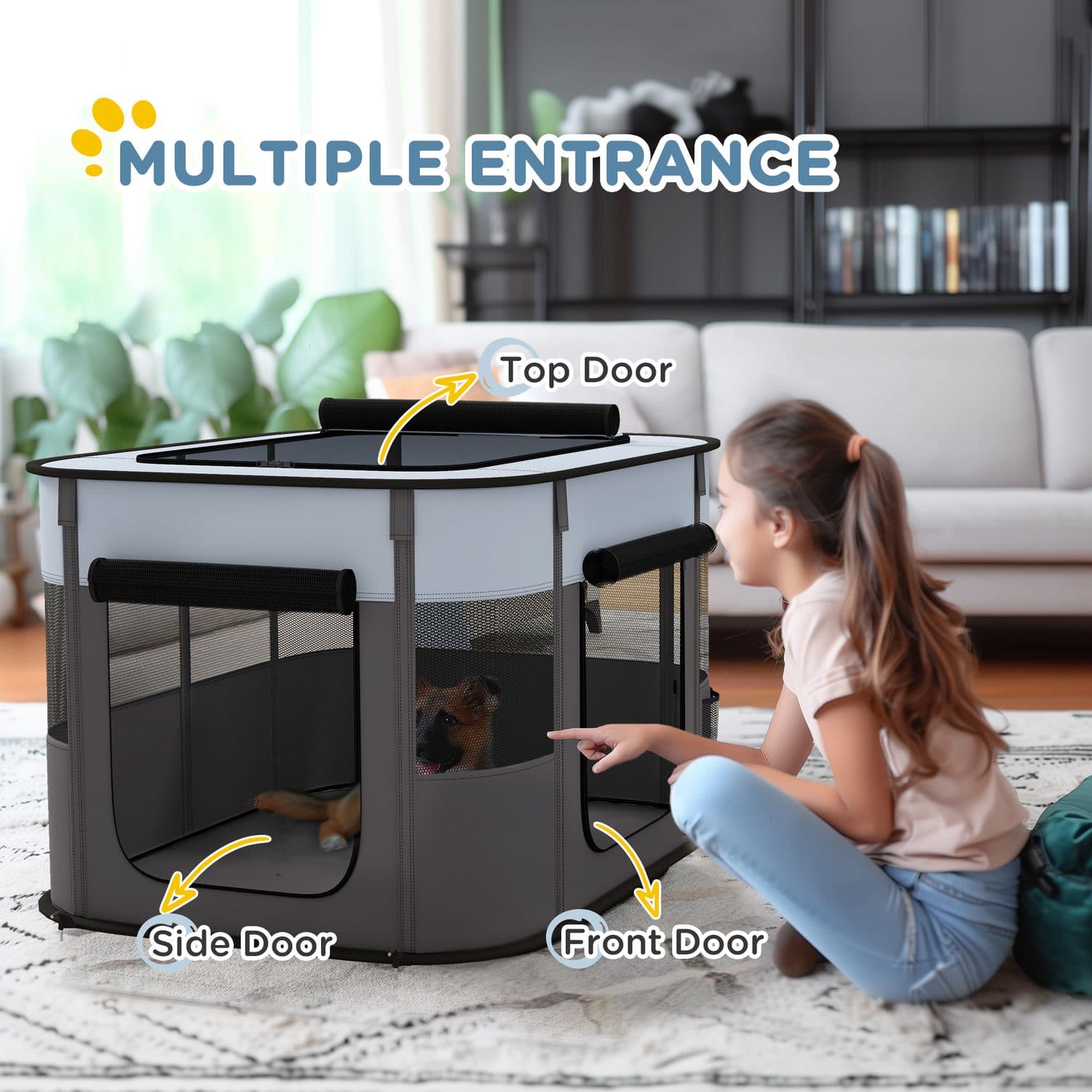 Foldable Dog Pen with Mesh Windows & Carry Bag - image 3