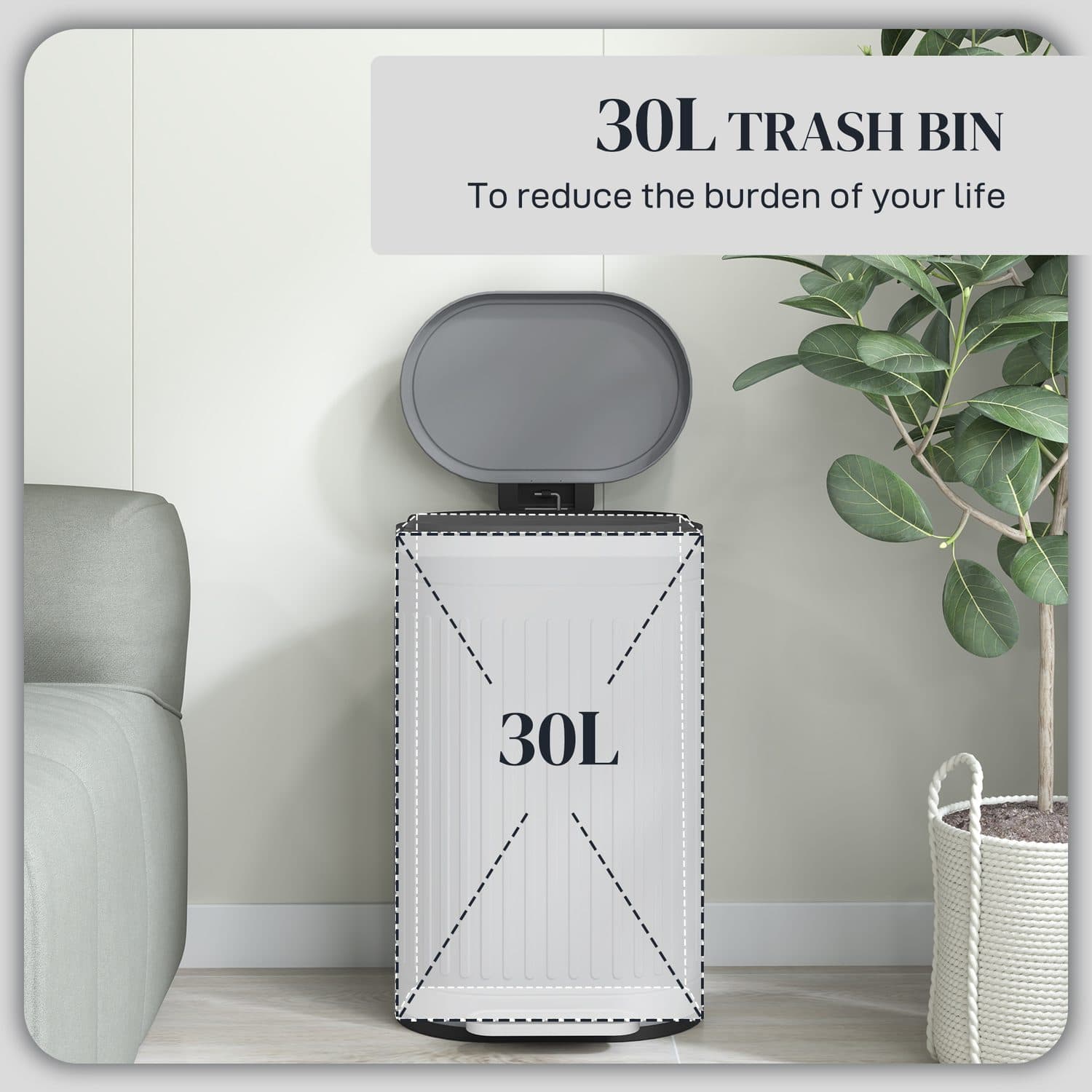 A 30L Grey Pedal Bin That Handles Daily Kitchen Waste - image 1