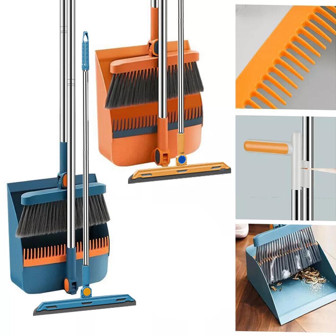 Long-Handle Broom and Dustpan Set with Rotating Head and Squeegee - image 6