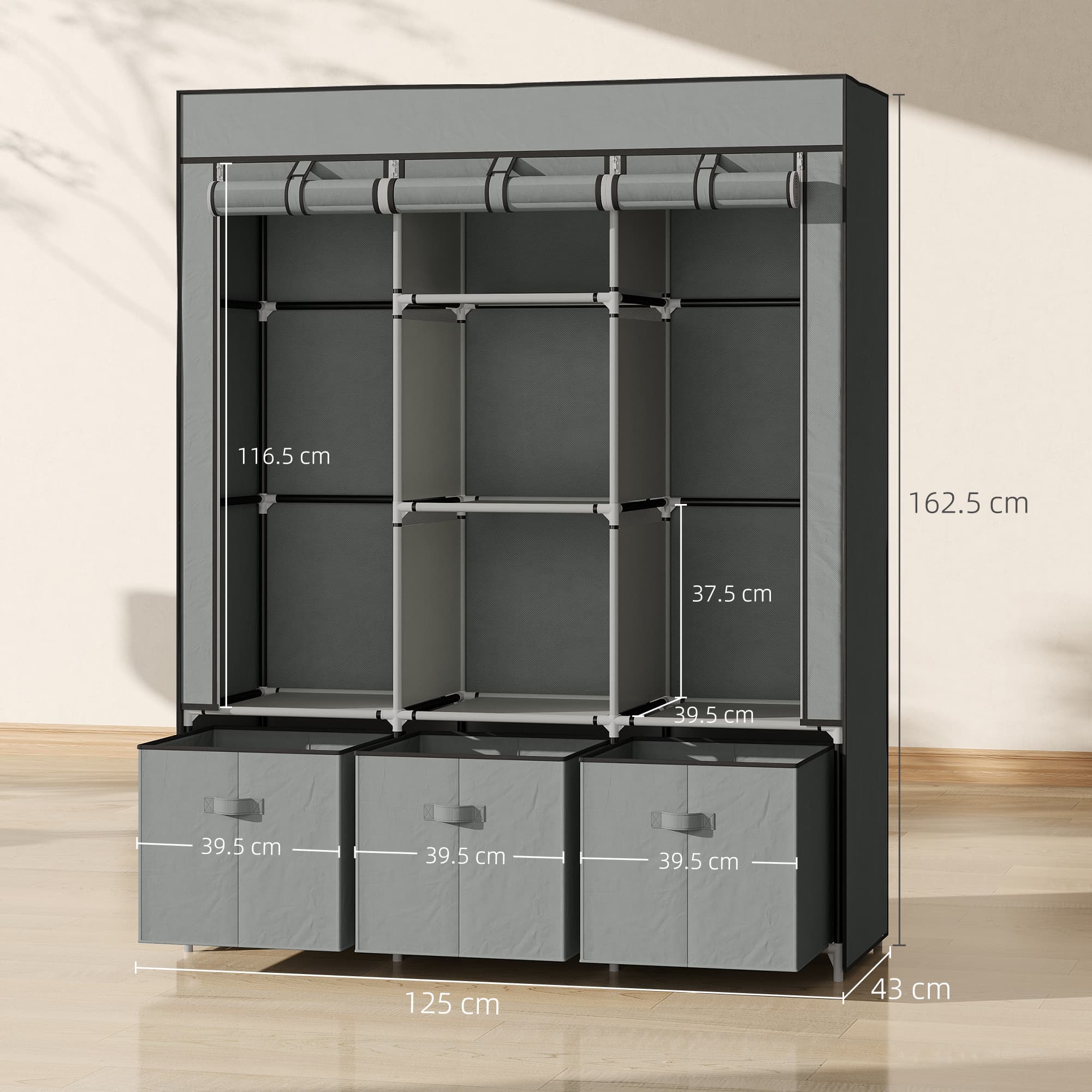 Clothes with a portable light grey wardrobe - image 2