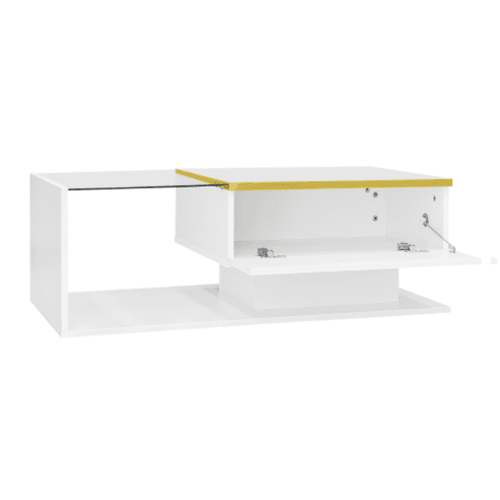 Modern High Gloss Coffee Table with Glass Top and LED Lighting - image 4