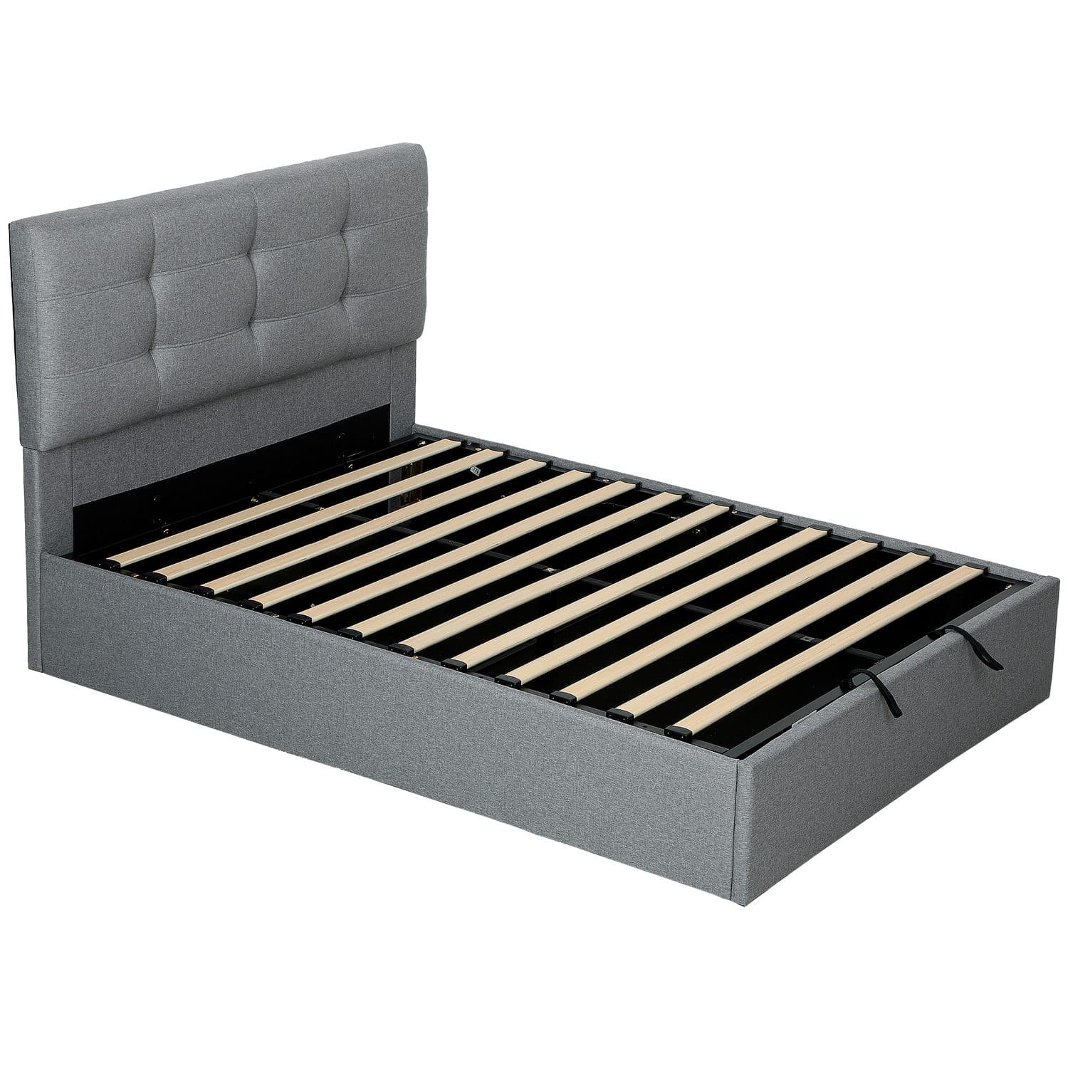 Grey Double Ottoman Bed - Grey