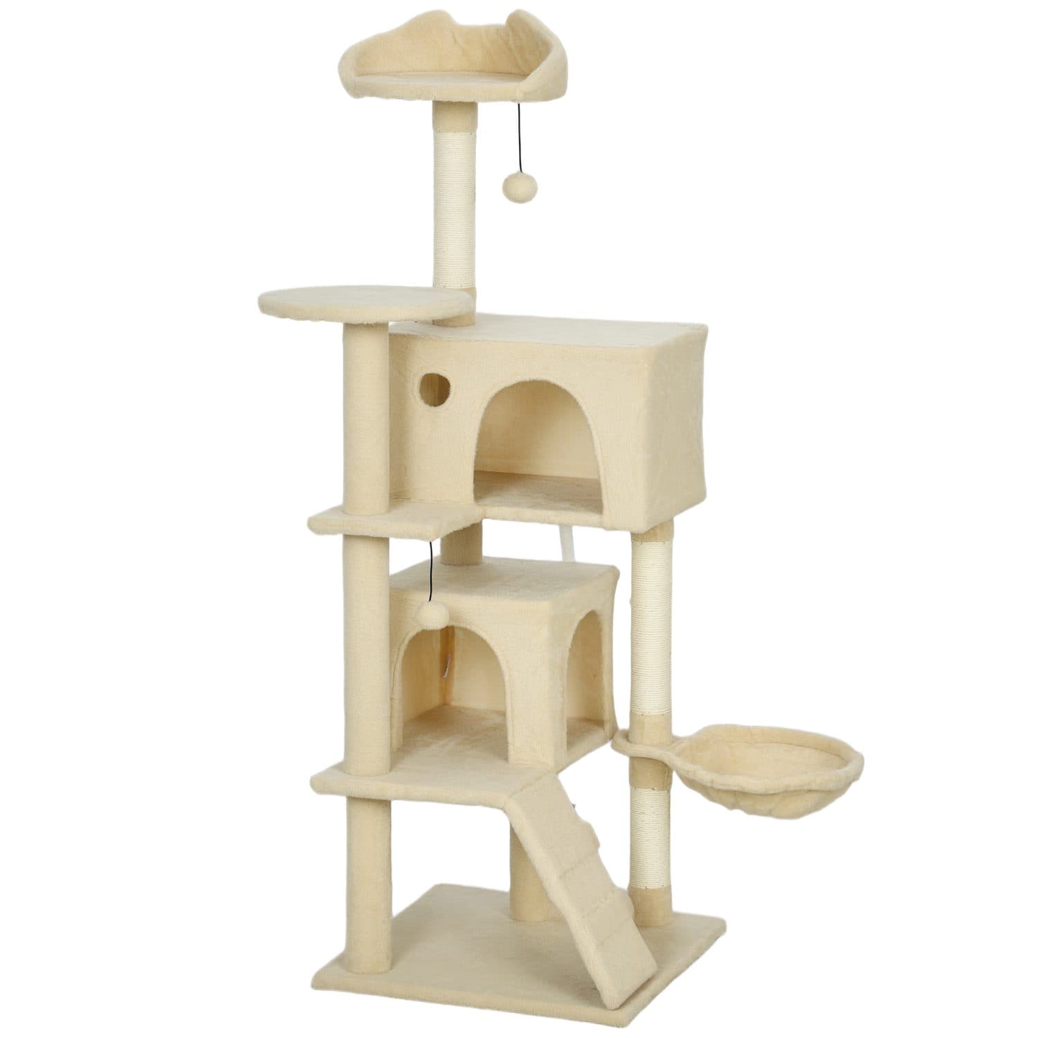 PawHut 140cm Cat Tree Tower With Sisal Scratching Posts