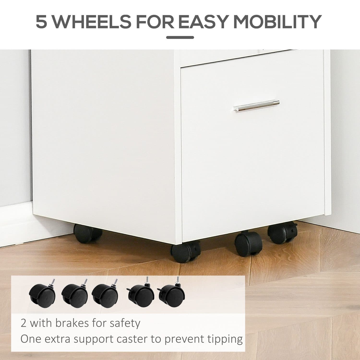 Two-Drawer Lockable Filing Cabinet with Wheels and Open Shelf - image 4
