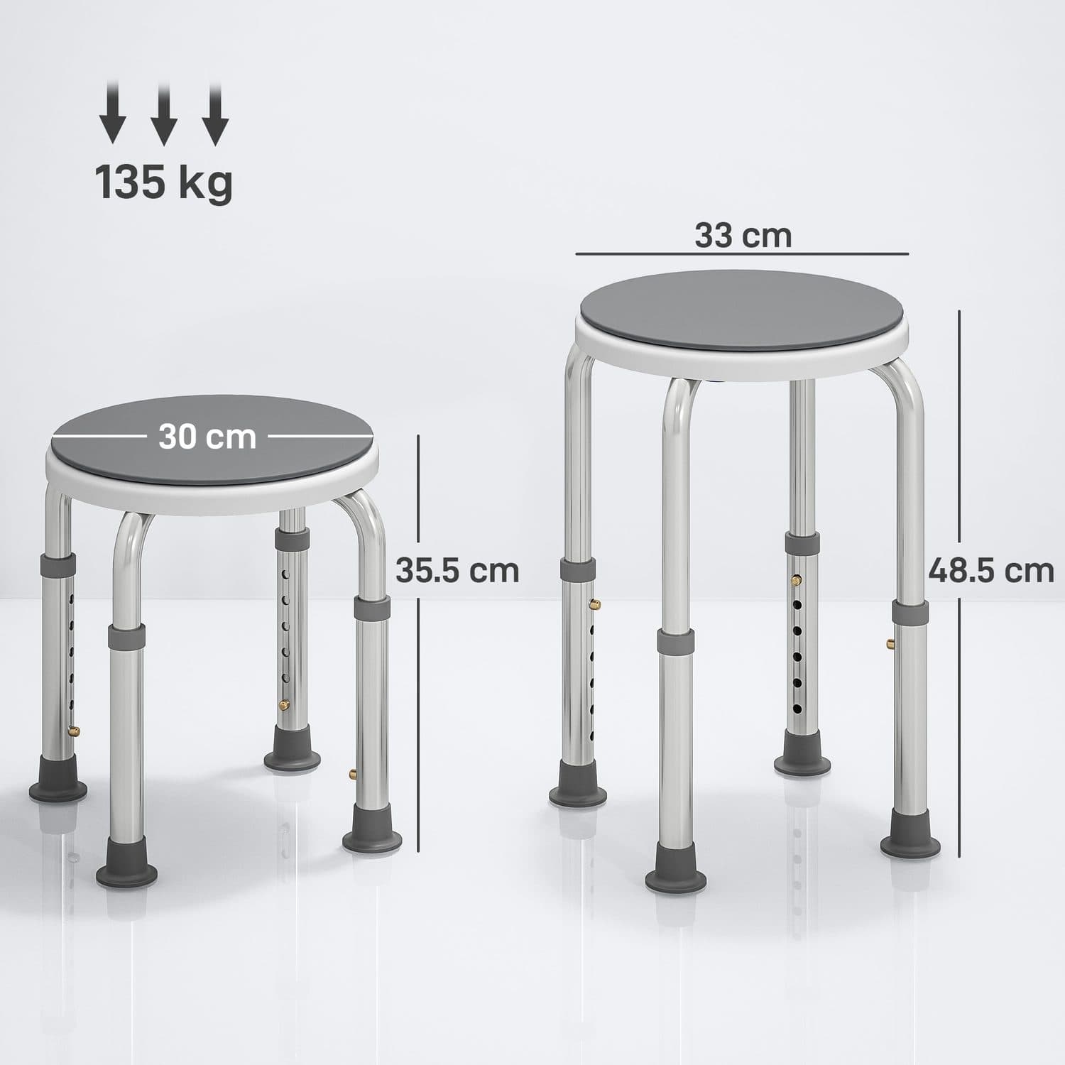 Height-Adjustable Shower Stool With 360° Rotating Seat - image 2