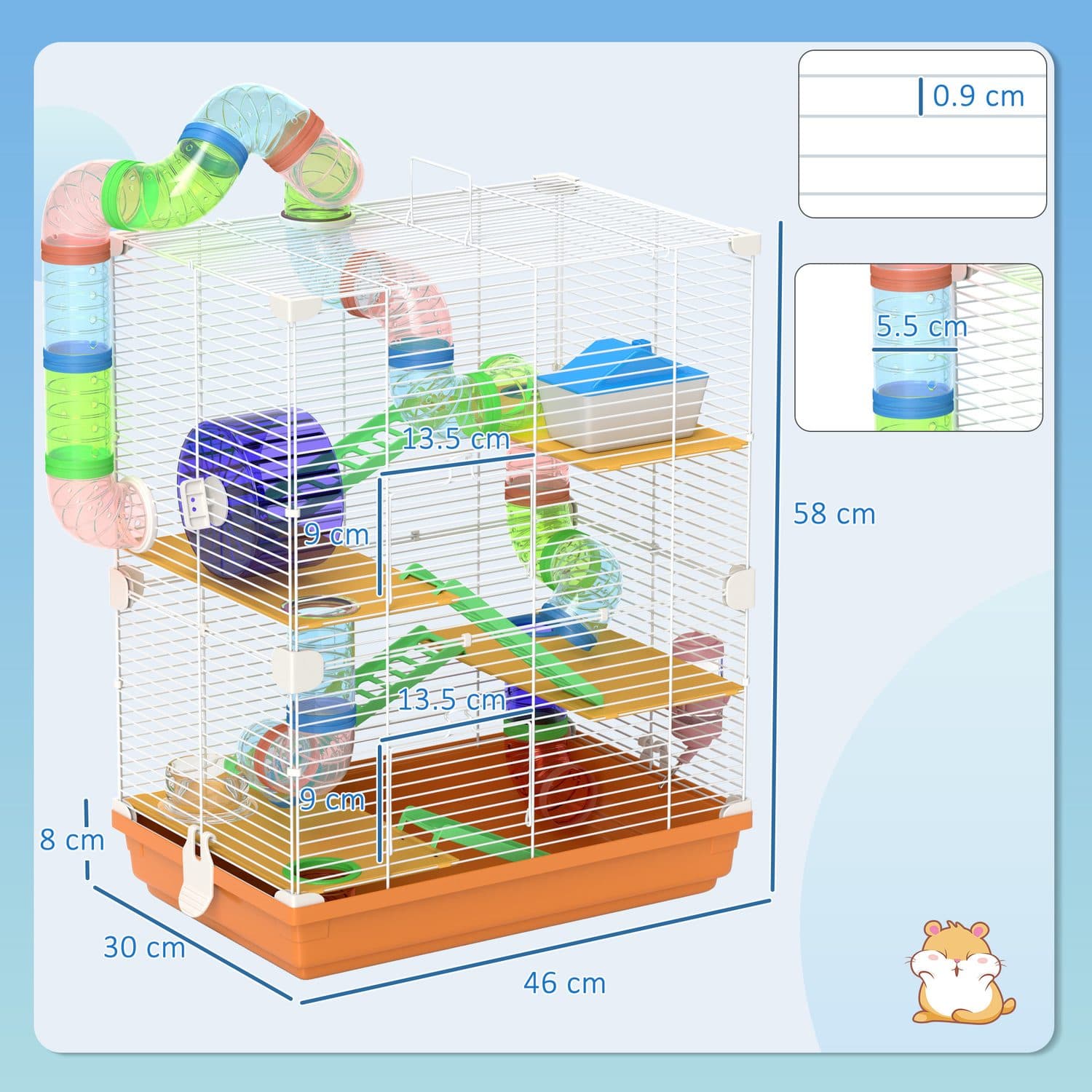 PawHut 5-Tier Hamster Cage Carrier - image 3