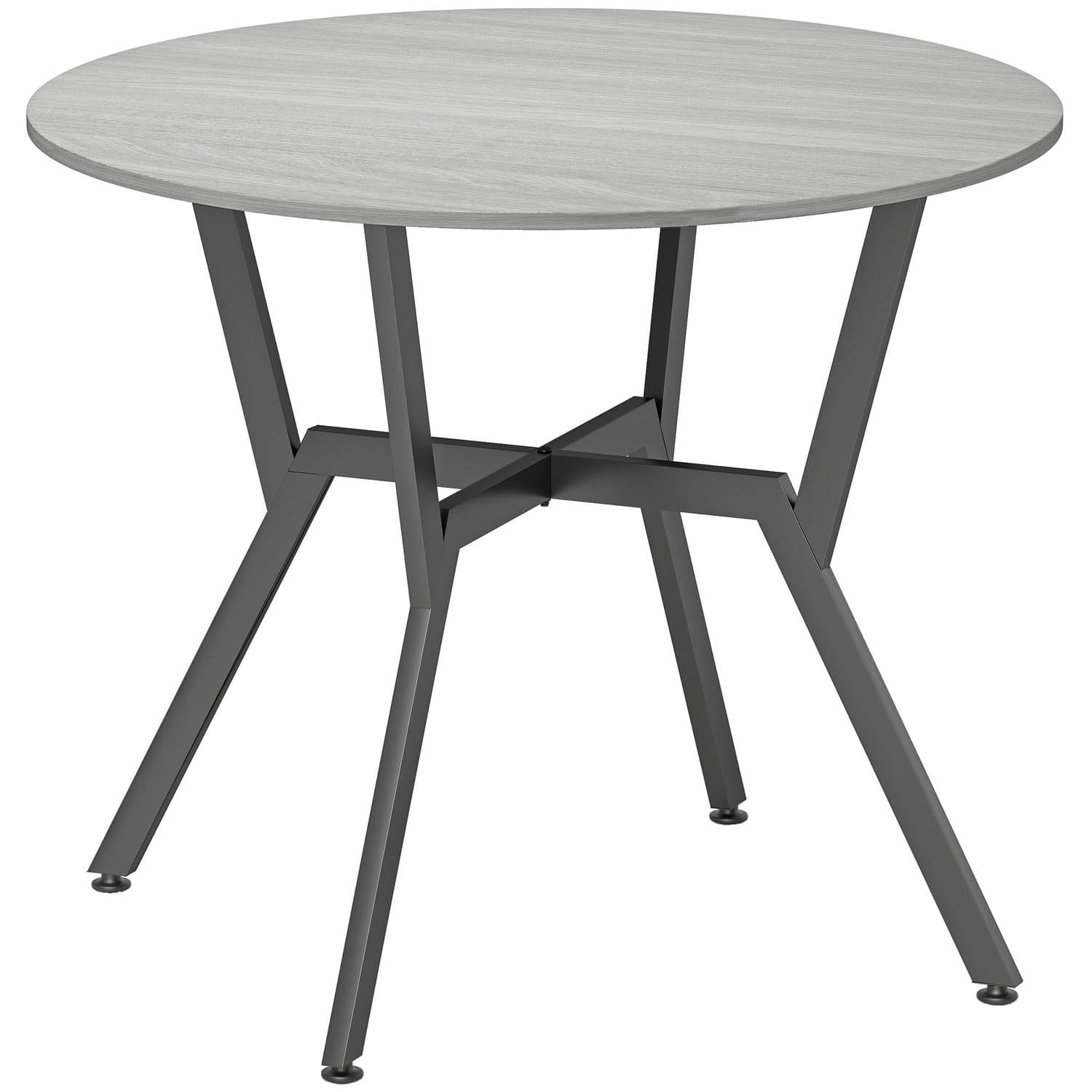 90cm Round Dining Table – Grey Top with Charcoal Metal Legs - Grey