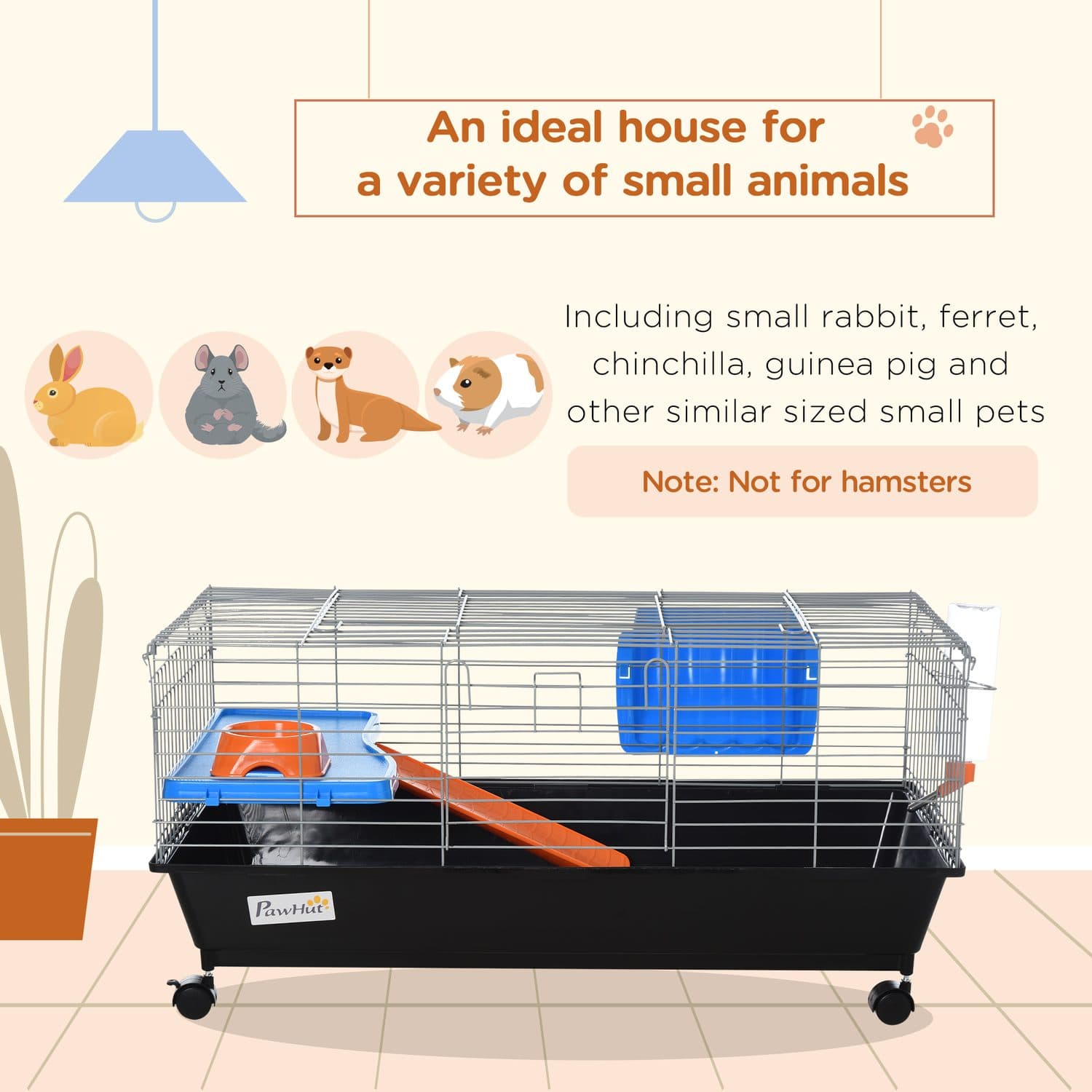 PawHut Rolling Small Animal Cage for Rats, Chinchillas & More - image 1
