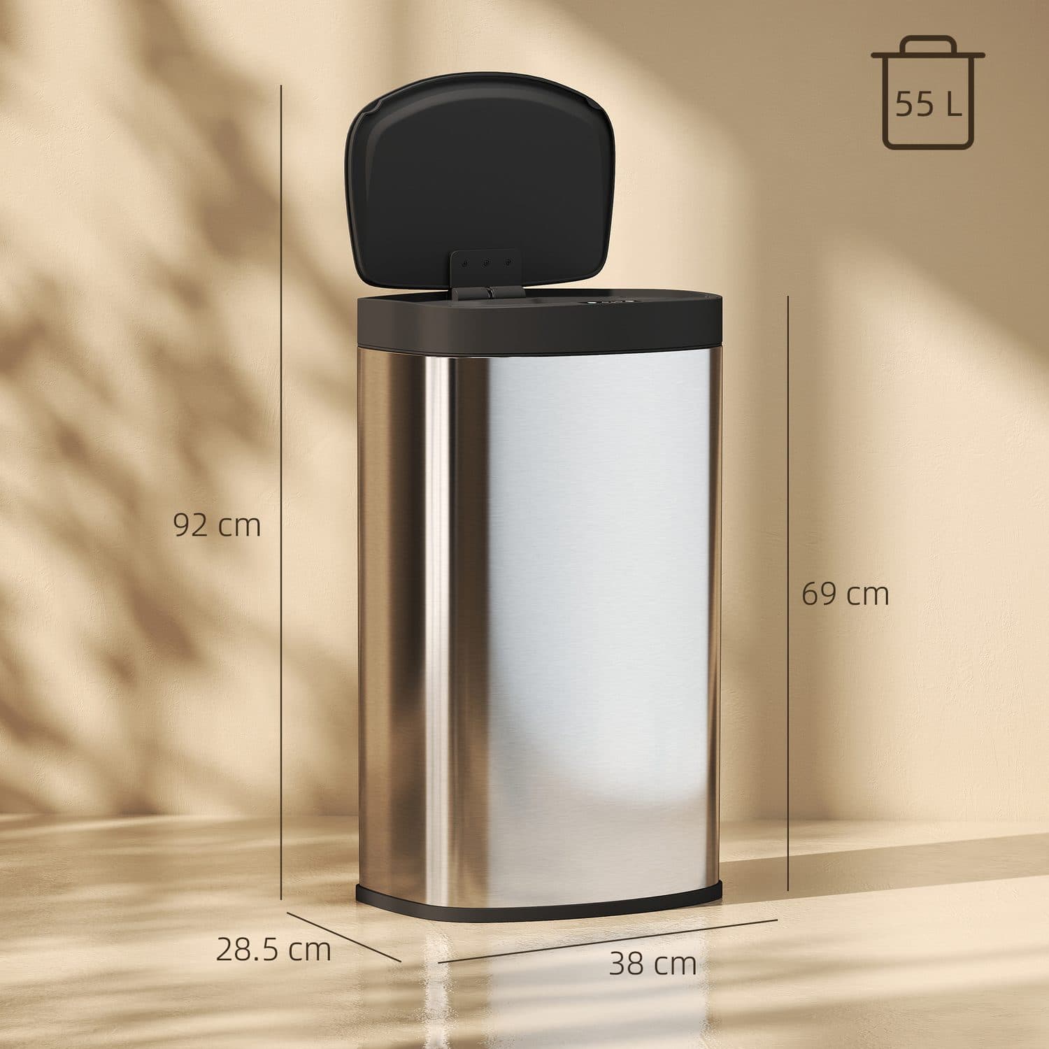 Hands-Free 55L Kitchen Bin — Wave to Open, Closes Silently - image 1