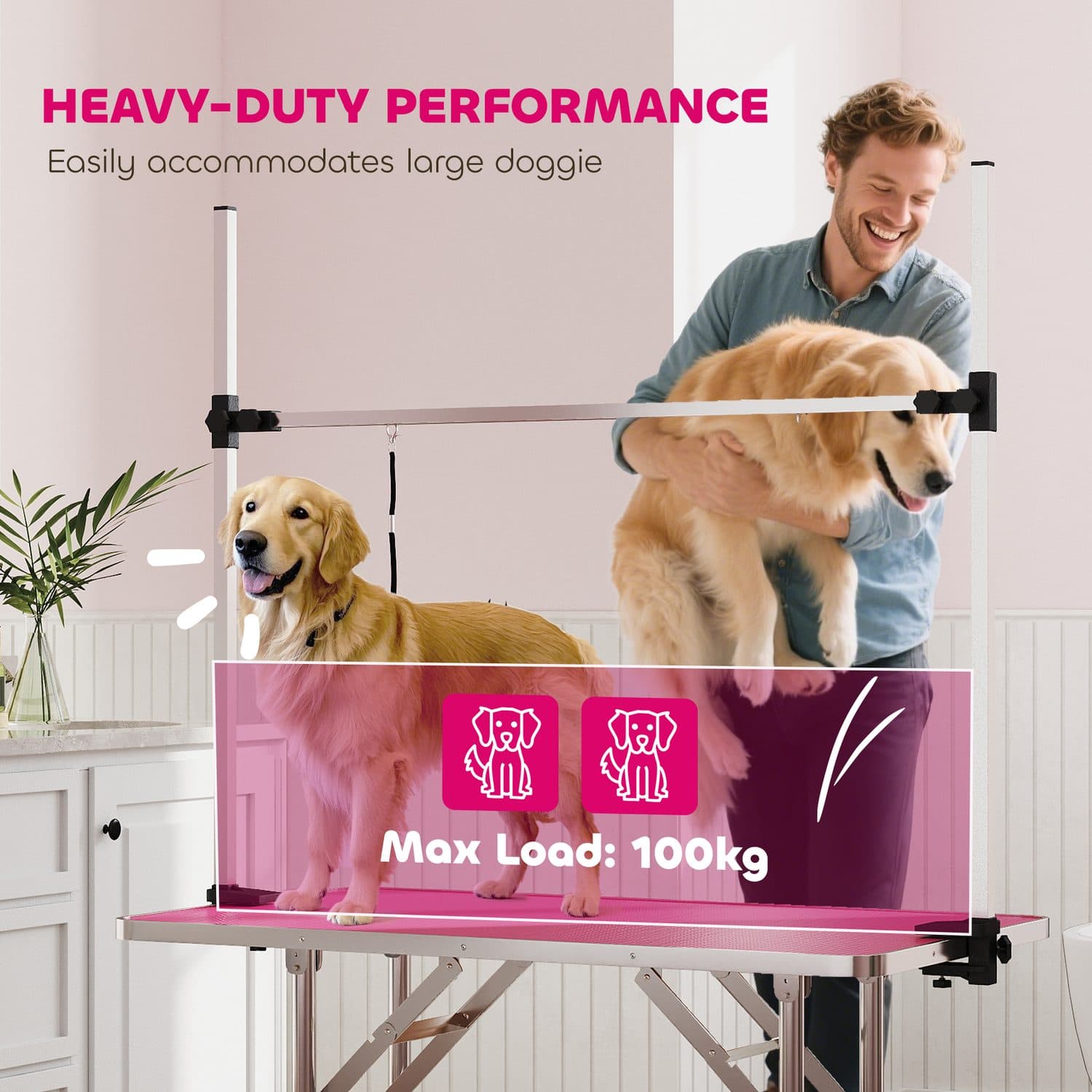 Adjustable Metal Dog Grooming Table with Rubber Top - image 4