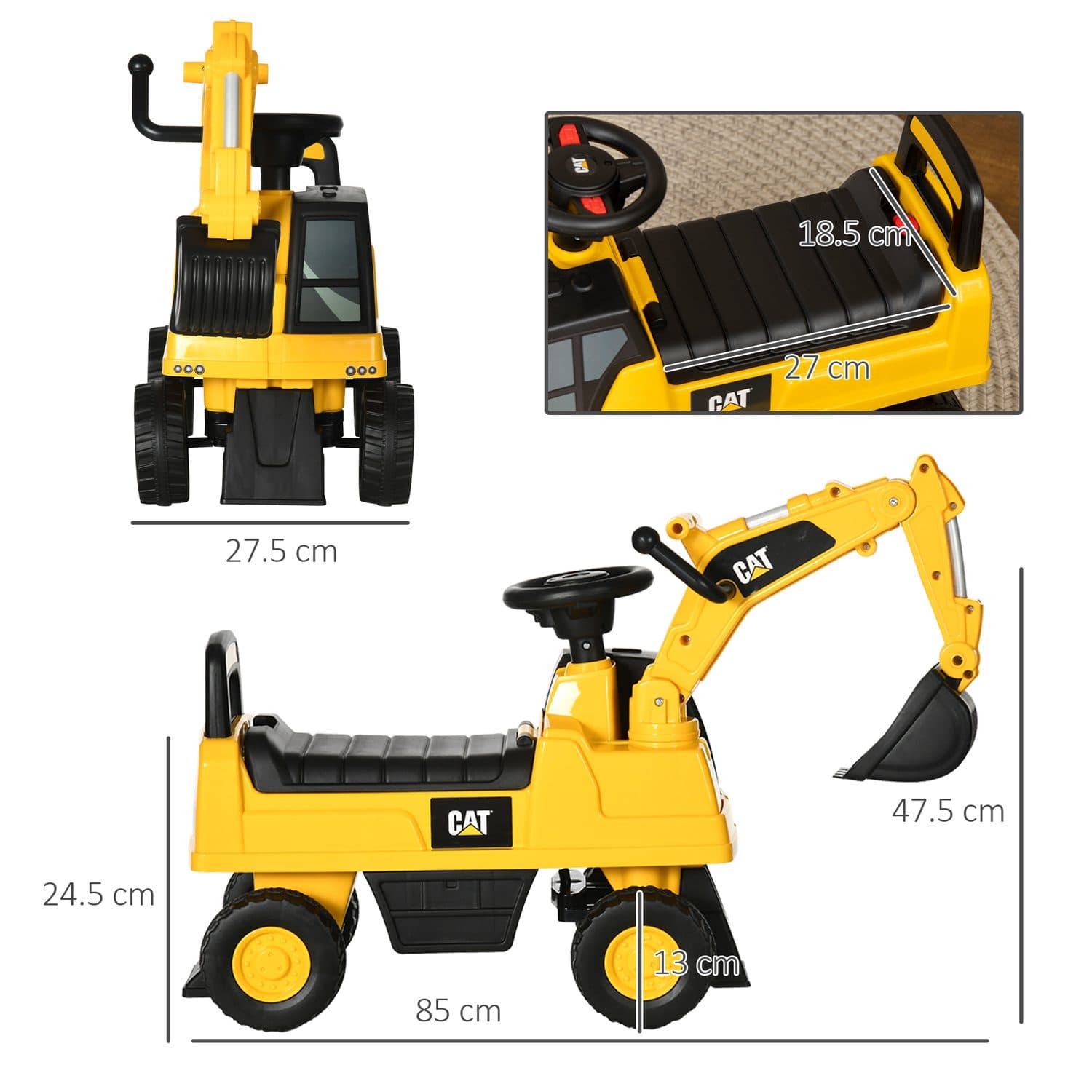 CAT Licensed Ride-On Digger for Toddlers With Manual Shovel Arm - image 5