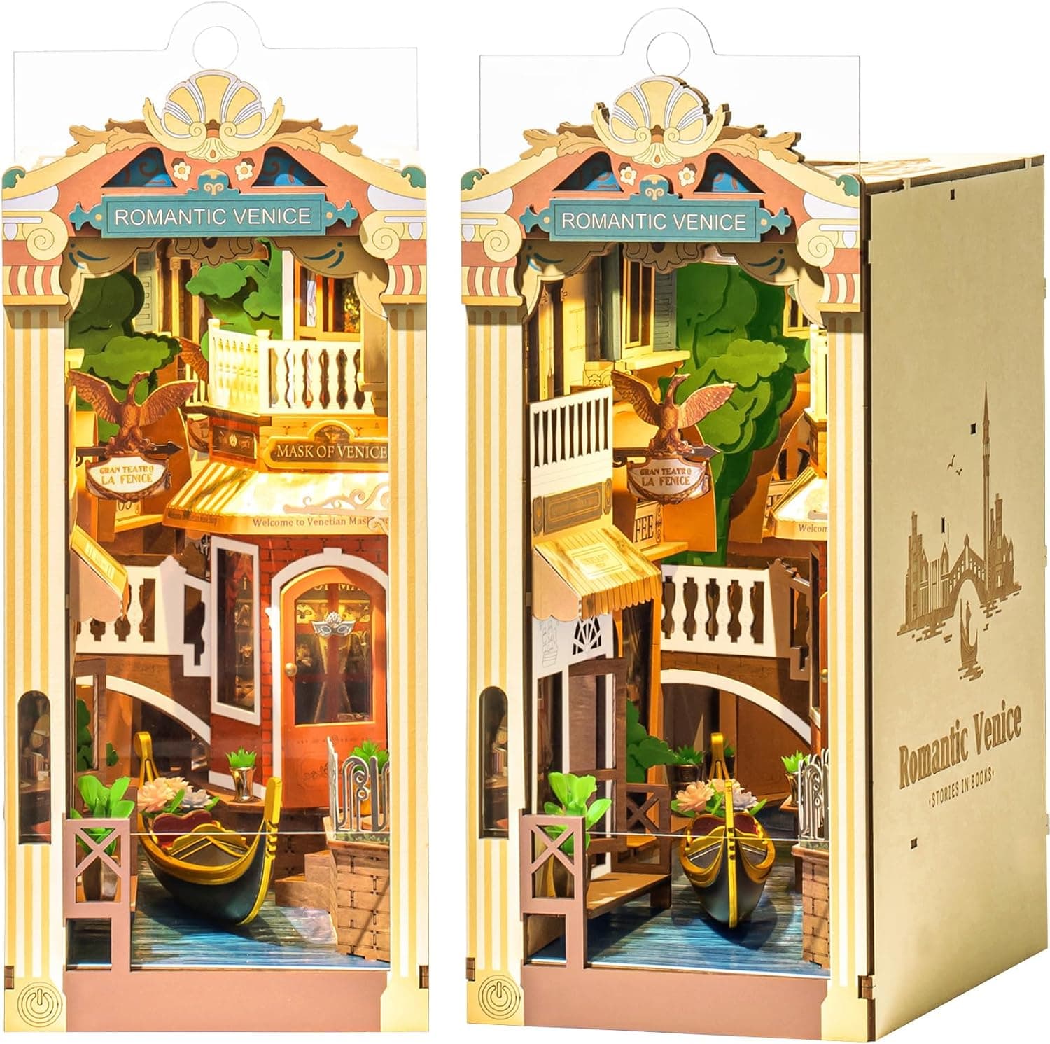 DIY Book Nook Kit: Romantic Venice Bookshelf Insert - image 1