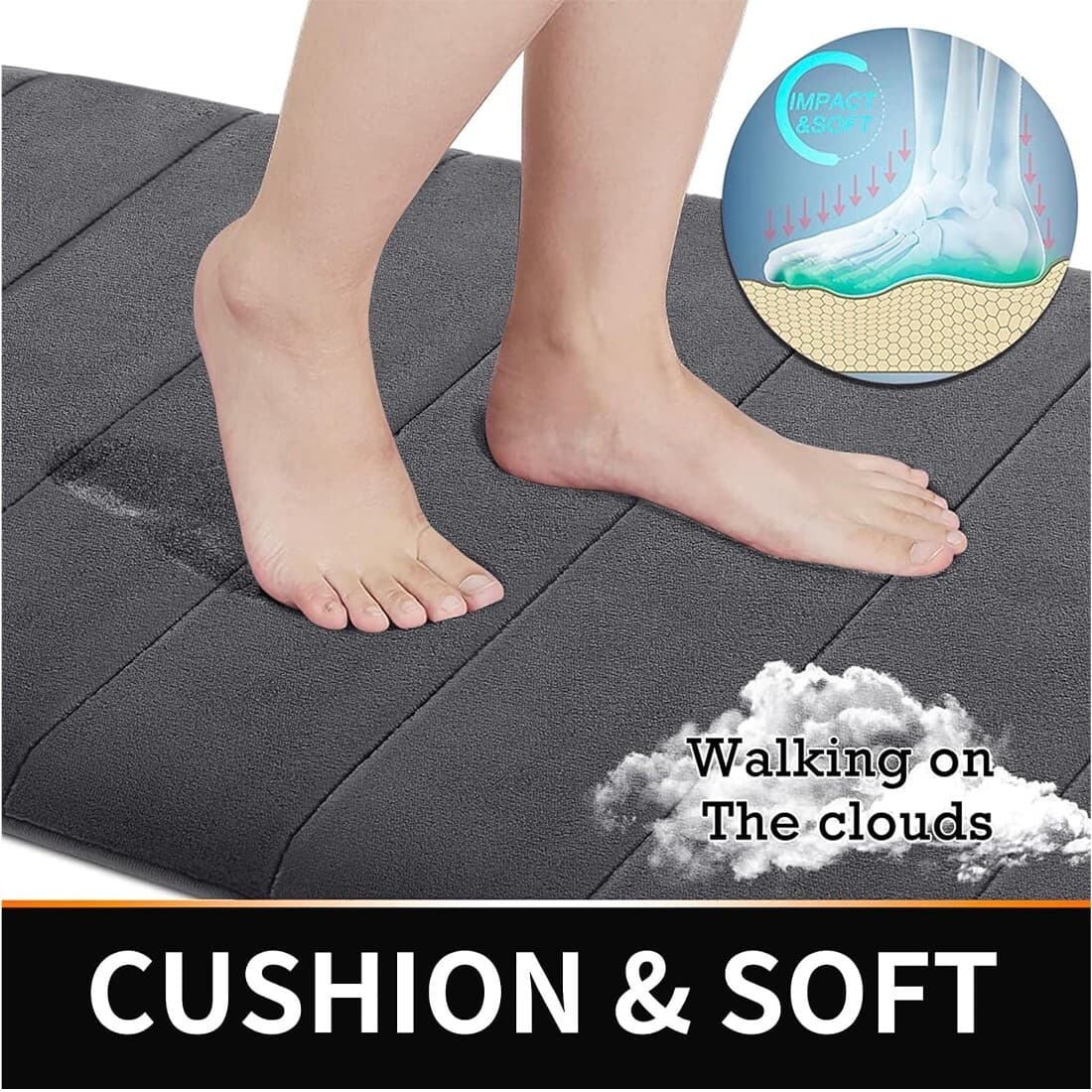 Memory Foam Bath Mat Set — 3-Piece Non-Slip Black Bathroom Rugs - image 1